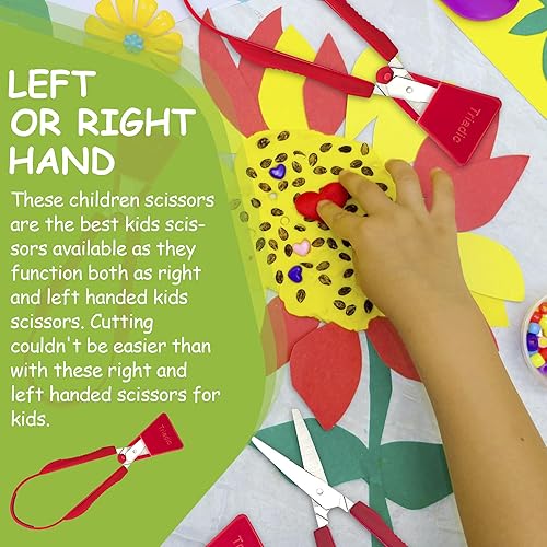 Miniatura 4 de Tijeras de lazo para niños con escudo de seguridad, diestros o zurdos para preescolares, escuelas, aulas, niños adaptables y con necesidades