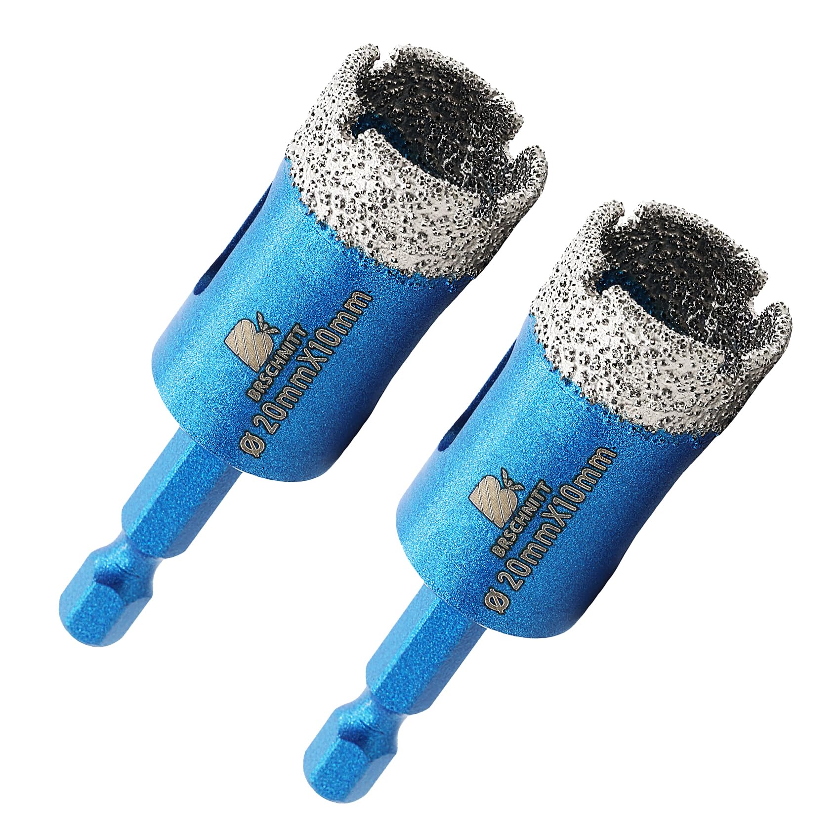BRSCHNITT 2pcs 4/5 Inch Diamond Hole Saw Drill Bit - 20mm Hex Shank Dry Drilling Core Drill Bit Set for Porcelain Tile, Ceramic, Stone, Granite,