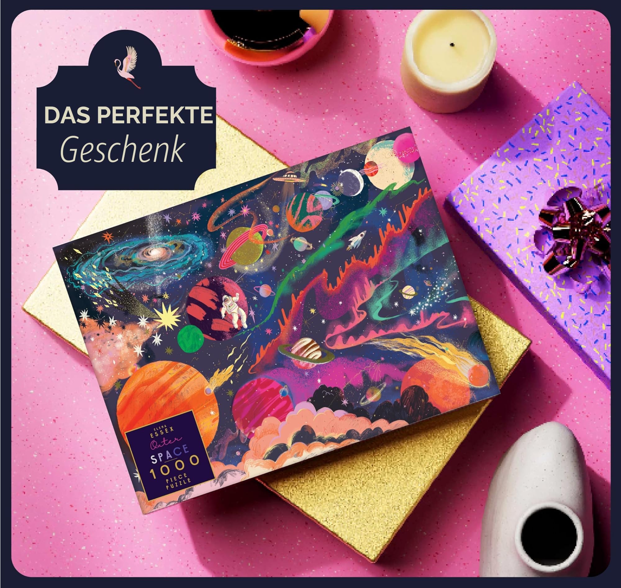 Elena Essex Puzzle 1000 Teile - Outer Space, Puzzle für Erwachsene, Puzzle Schwer 1000, Sonnensystem Planeten Astronaut Mond Weltraum, Größe 70 x 50 cm