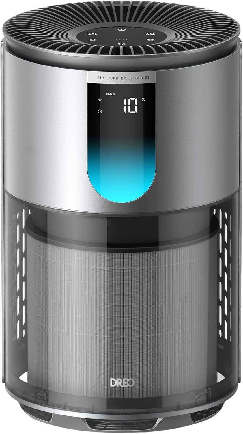 DREO Home Air Purifier 539, Bedroom HEPA Air Cleaner for Up to 1176 ft² Large Room, Pets, Smoke, Dust, Pollen, Odor, PM2.5 Quality Monitor, 4 Fan Speeds & Auto/Turbo/18dB Quiet Sleep Mode, DR-HAP009