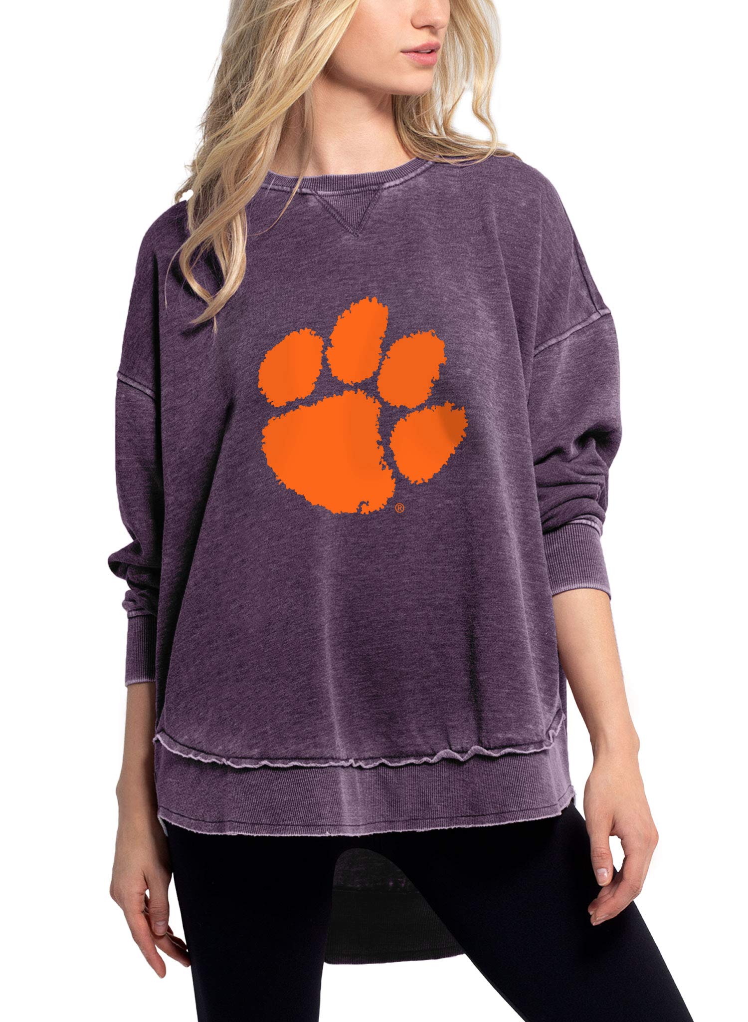 NCAA Clemson Tigers Women's Campus Crew Pullover - Oversized Burnout Fleece Sweatshirt, Oatmeal, Small 9 thumbnail image