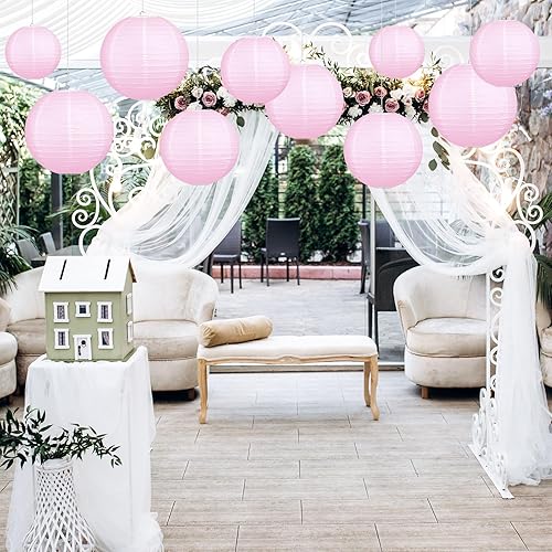 Vista 25 de LIHAO 20 linternas de papel rojas para Año Nuevo chino, faroles de papel redondos decorativos para festivales de primavera, Año Nuevo, cumpleaños