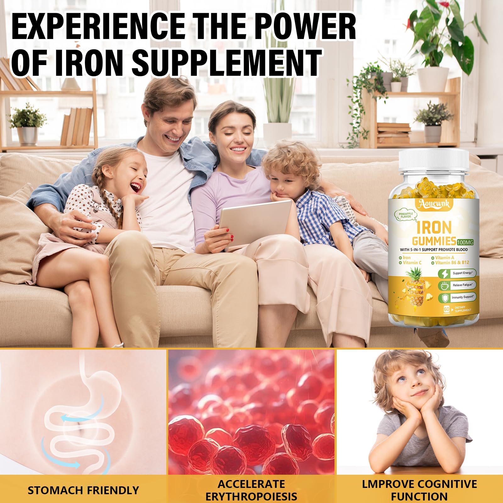 1 Pack 100MG Iron Supplement Gummies for Women & Men — Amazon image 5