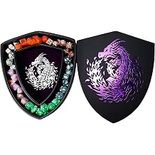 Fantasydice Shield Dice Tray Purple Fire Dragon with Lid and Dice Staging Area- Holds 6 Sets7 Dice Set/Standard for All Tabletop Games
