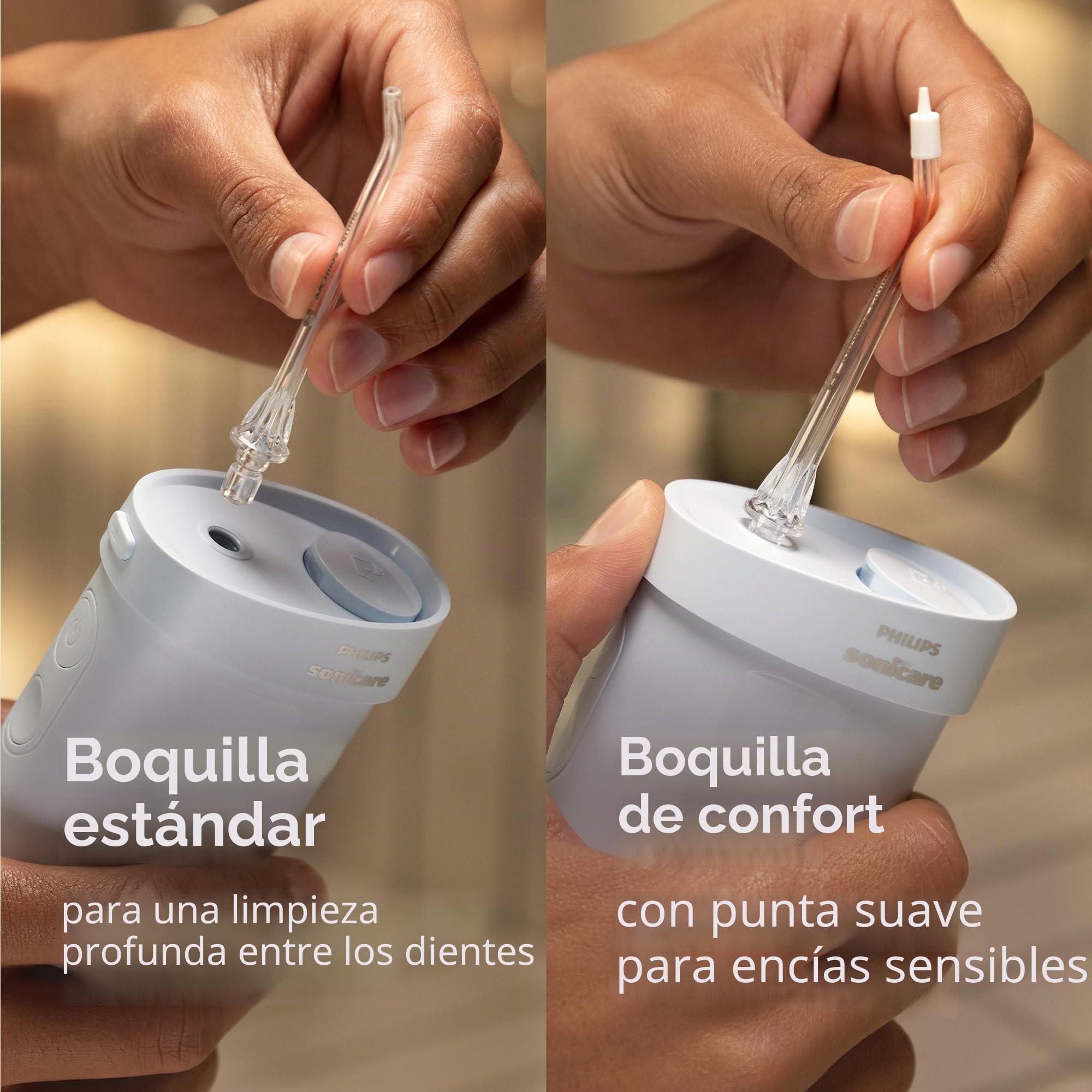 Philips Sonicare Compact Flosser 1000, irrigador dental portátil con 3 modos de hilo dental, irrigador bucal impermeable IPX7, apto para viajes, azul, modelo HX3333/24