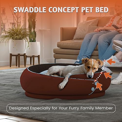 Miniatura 3 de Cama ortopédica redonda para perros, cama mediana para mascotas con espuma de apoyo, cojín suave y acogedor para aliviar la ansiedad, funda