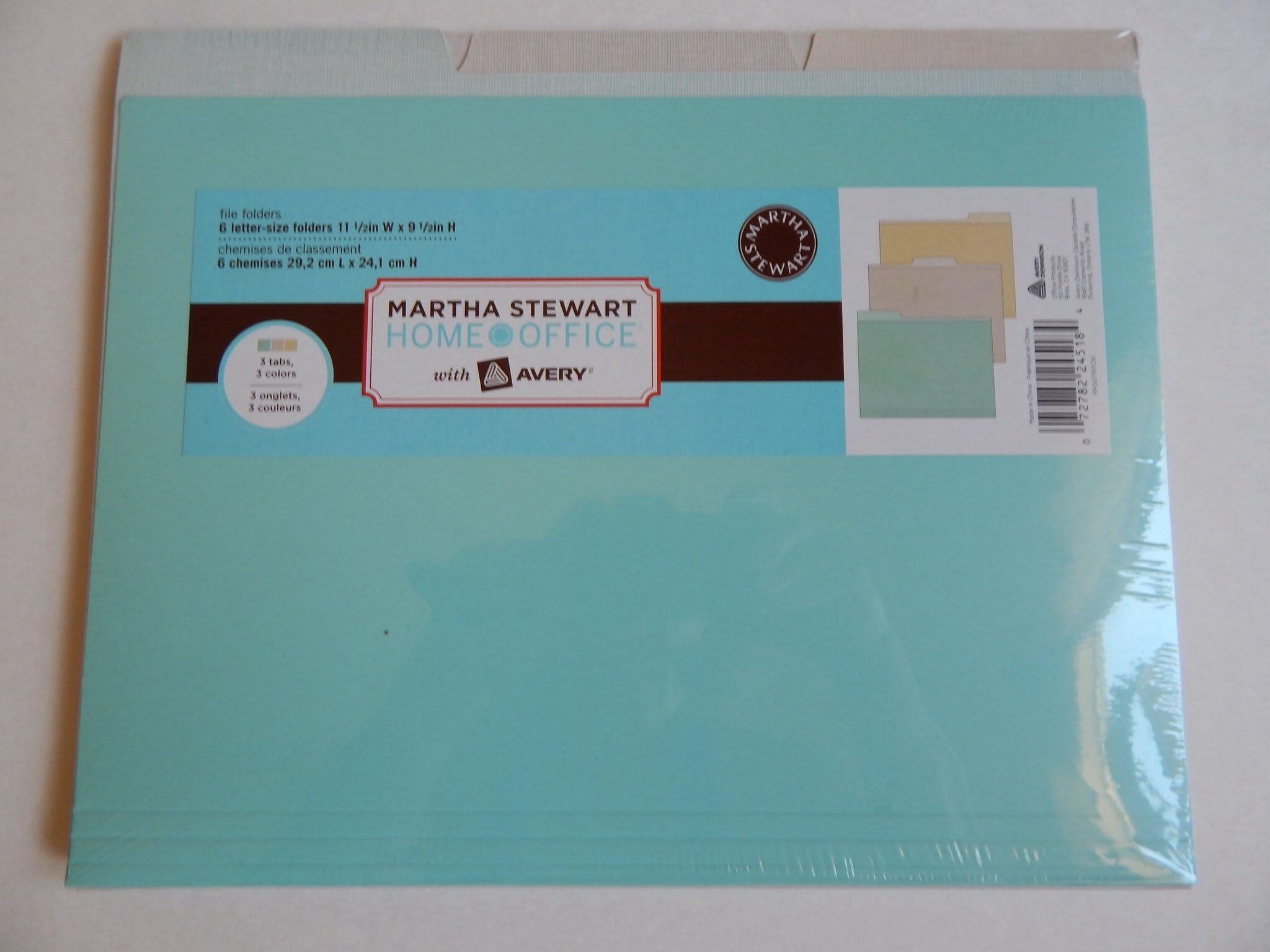 Martha Stewart Home Office™ with Avery™ 6 File Folders, 3 Assorted Colors, 11-1/2" x 9-1/2", 3 Tabs