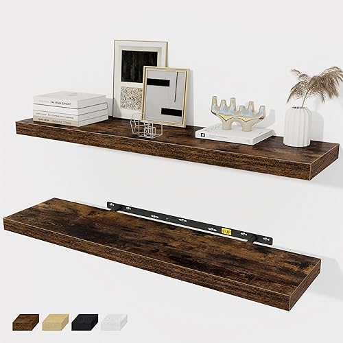 Fun Memories Estantes flotantes de 36 x 8 pulgadas para pared, juego de 2 estantes de baño de granja, estantes de pared de madera de 36 pulgadas de