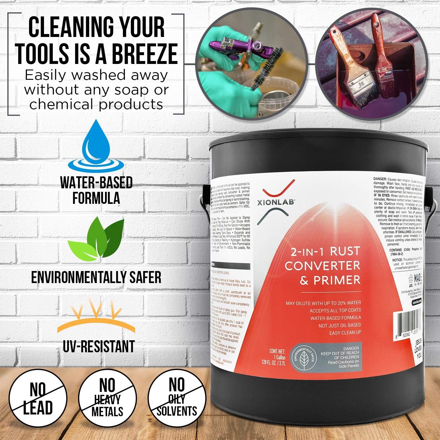 One-Day Sale: Up to 50% Off XIONLAB 2 in 1 Rust Converter & Metal Primer - Covers Up to 4X More - Industrial Grade Water Based UV Resistant Rust Reformer - No Top Coat Needed - Rust Inhibitor Works On Damp Surfaces (1 Gallon)