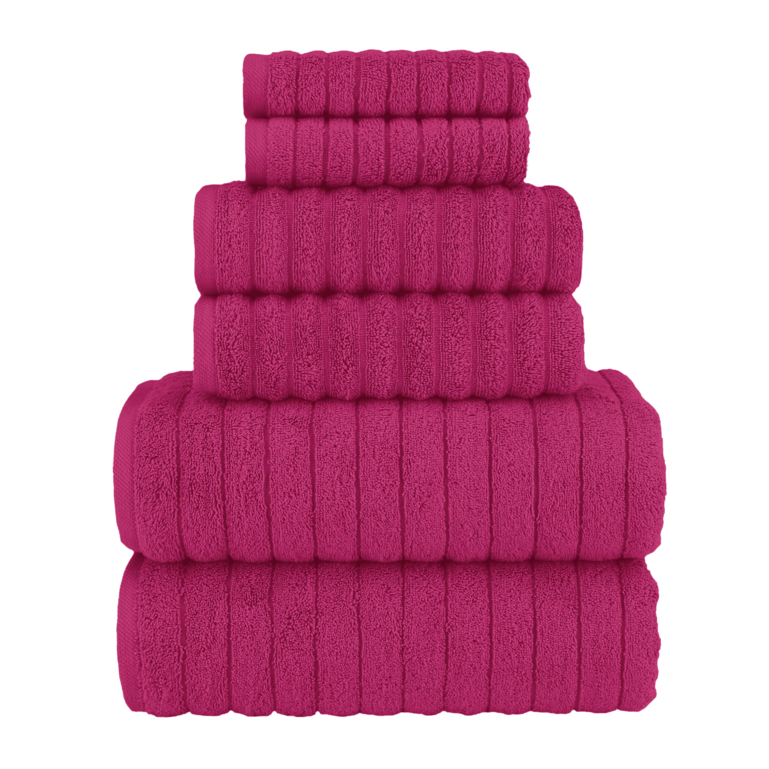 Elegant Comfort Juego de 6 Toallas de baño de Pana de algodón Turco 100% acanaladas, Tacto Premium, Secado rápido, Altamente absorbentes, Contiene 2 Toallas de baño, 2 Toallas de Mano y 2 paños,