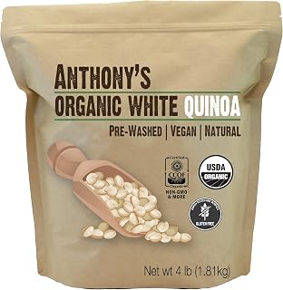 Anthony's Organic White Quinoa 4lb - Gluten-Free, Non-GMO Whole Grain Superfood, 1:1 Rice Substitute from Peru