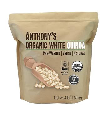 Anthonys Organic White Whole Grain Quinoa, 4 lb, Gluten Free & Non GMO