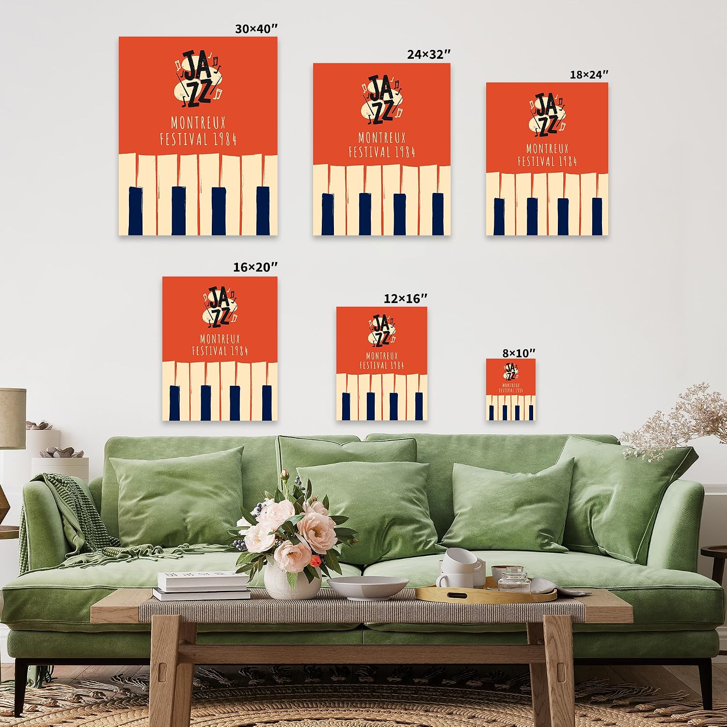 Poster Master Jazz Canvas - Retro Montreux Jazz Festival Print - Music Art - Chic Gift for Men, Women, Musician - Advertising Decor for Home, Studio, Office, Bedroom - 8x10 STRETCHED Canvas