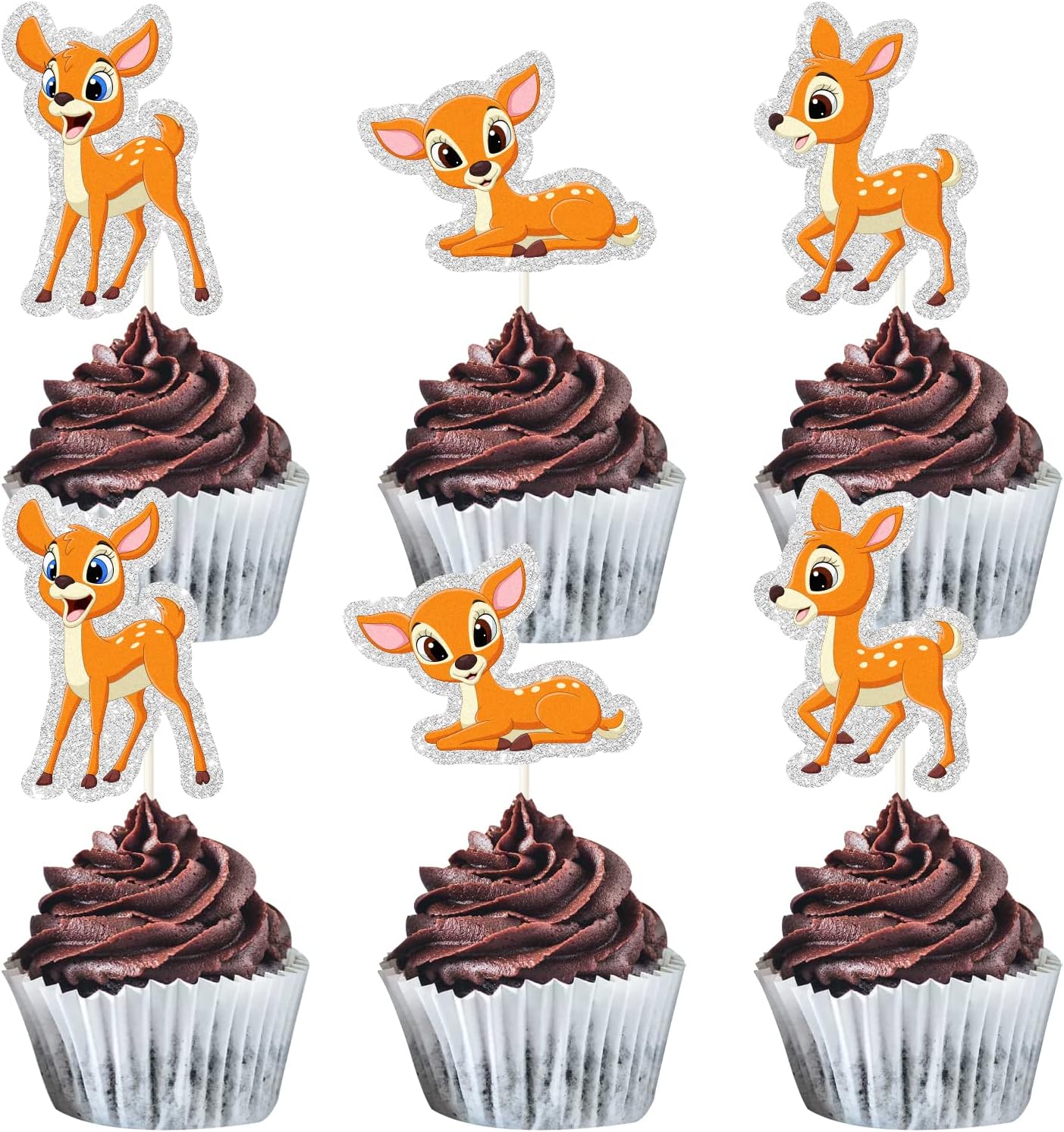 MEFENG 18Pcs Baby Deer Cupcake Toppers Fawn Themed