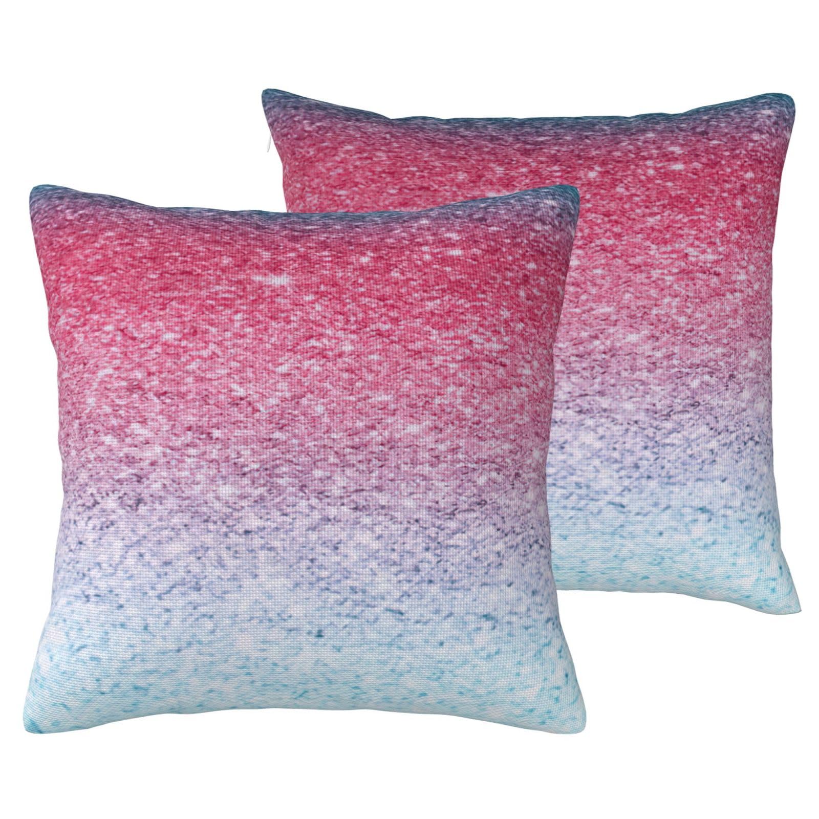 Housses de coussin lin bleu rose violet pastel pour deco canape et lit