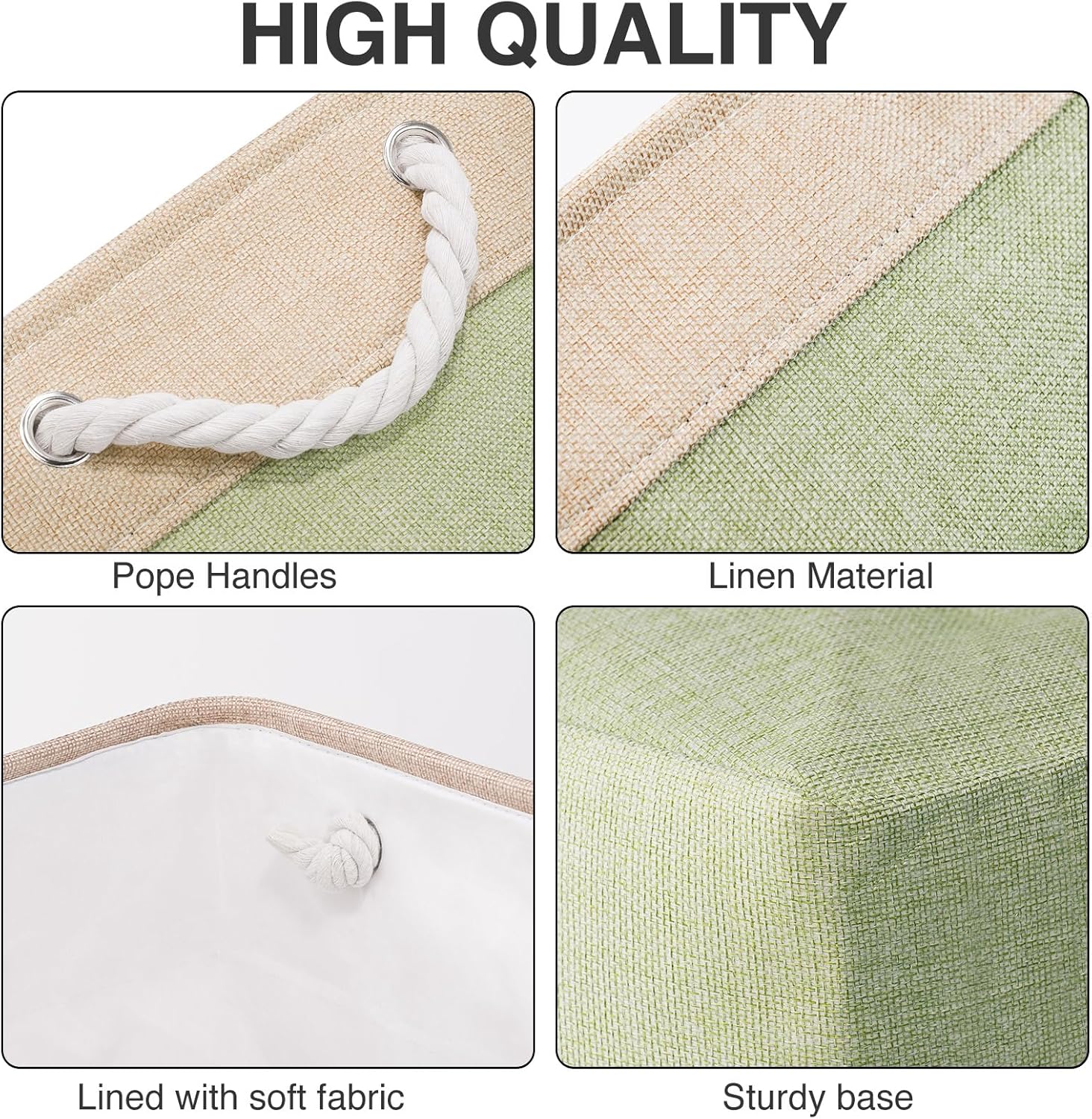 Fabric Cubes Storage Basket (Yellow/Green, 6pcs-11''x11'')