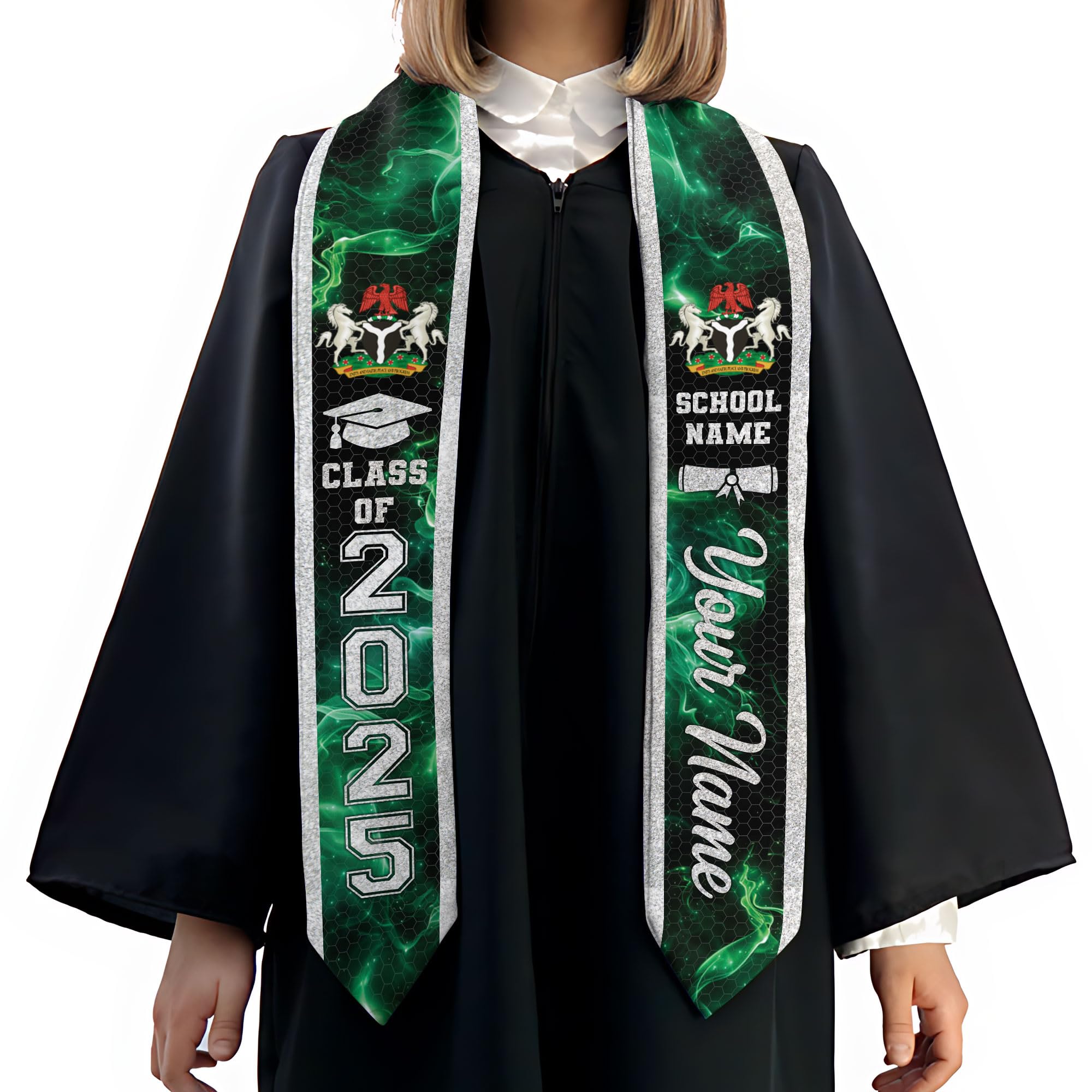 MonkeyVan Custom Nigerian Graduation Sash, Nigeria Stole Customize, Nigerian Stoles For Graduation 2025, Class of 2025 M73