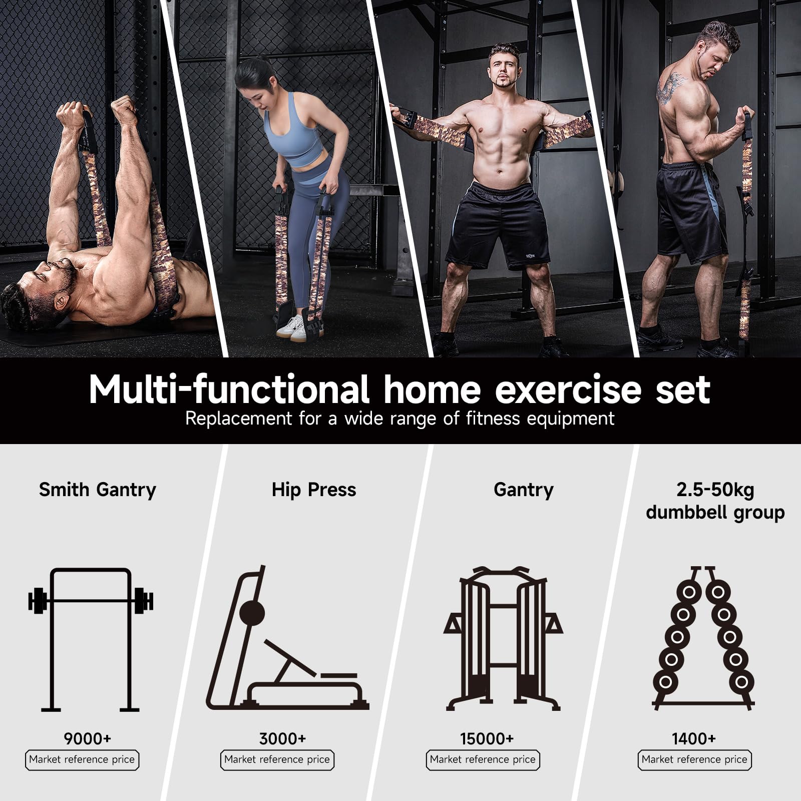 Innstar - Fasce di resistenza multifunzione per allenamento, set di fasce di resistenza per flessioni, panca da palestra, allenamento a casa, portatili per viaggi
