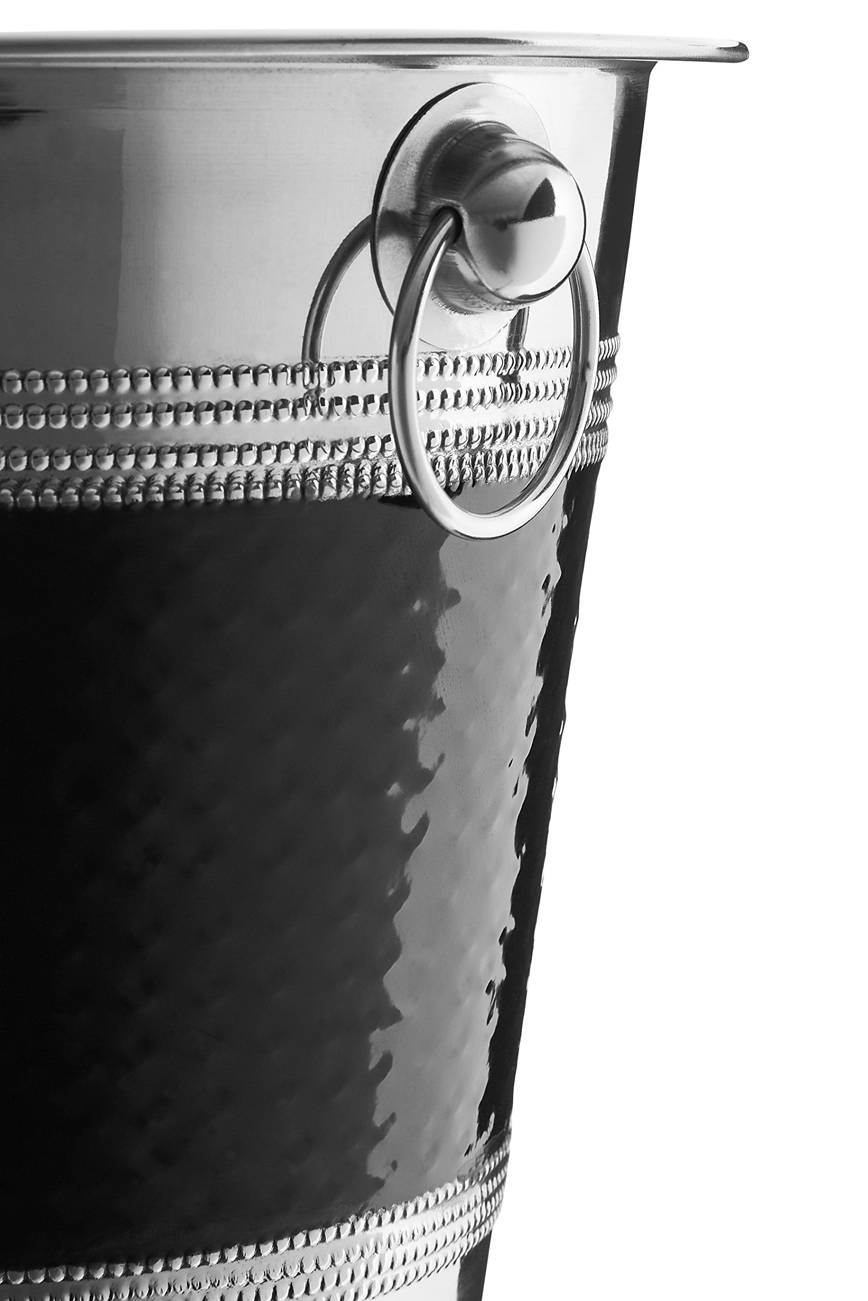 PREMIER Housewares 0507784 Secchiello per Champagne/Vino in Acciaio Inox Effetto Martellato Banda Nera