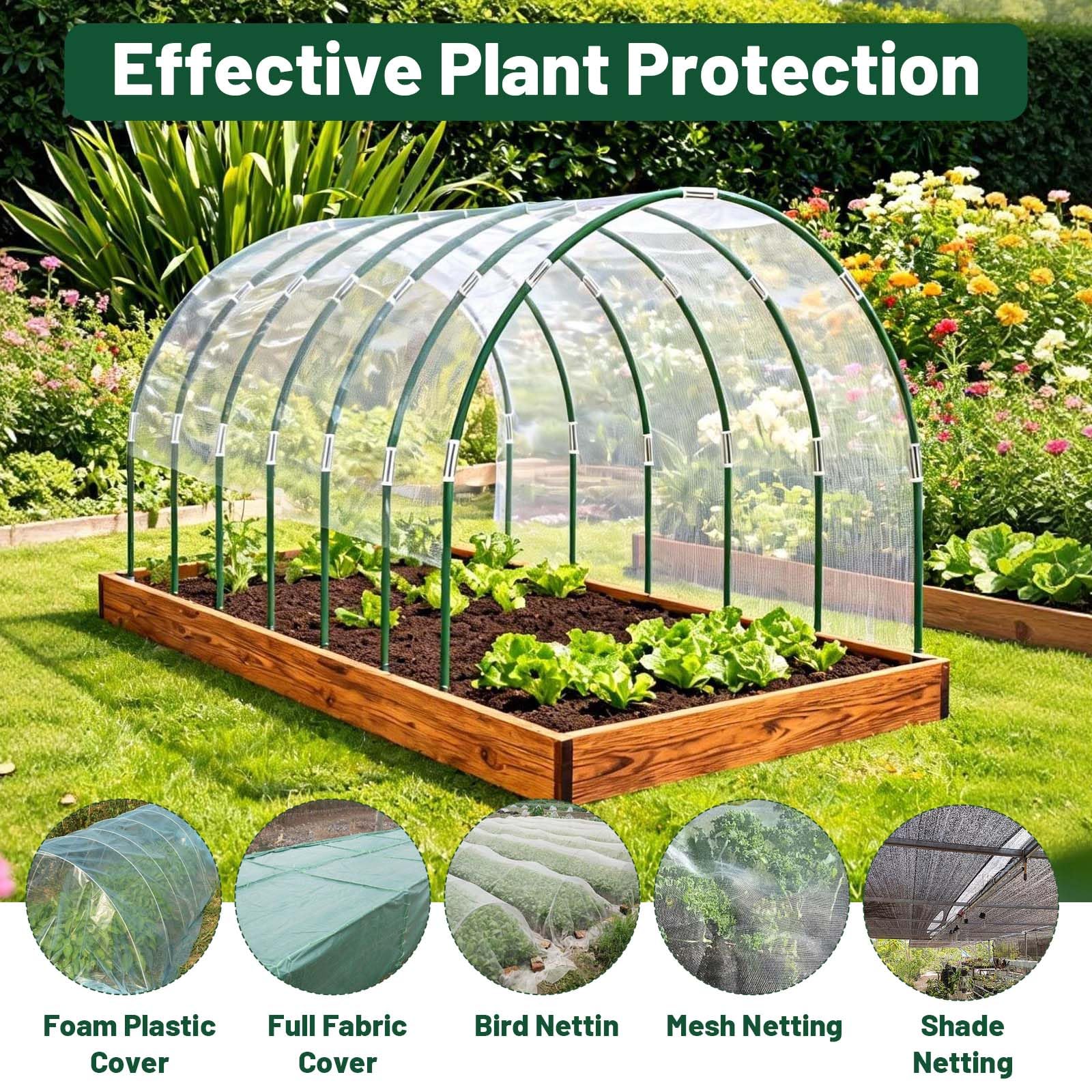 Arcos para Invernadero, 30 Piezas Aros de Invernadero de Fibra de Vidrio con 18 Clips,Flexibles para Túnel de Cultivo, Estructura Flexible y Antioxidante para Cubierta de Plantas e Invernadero
