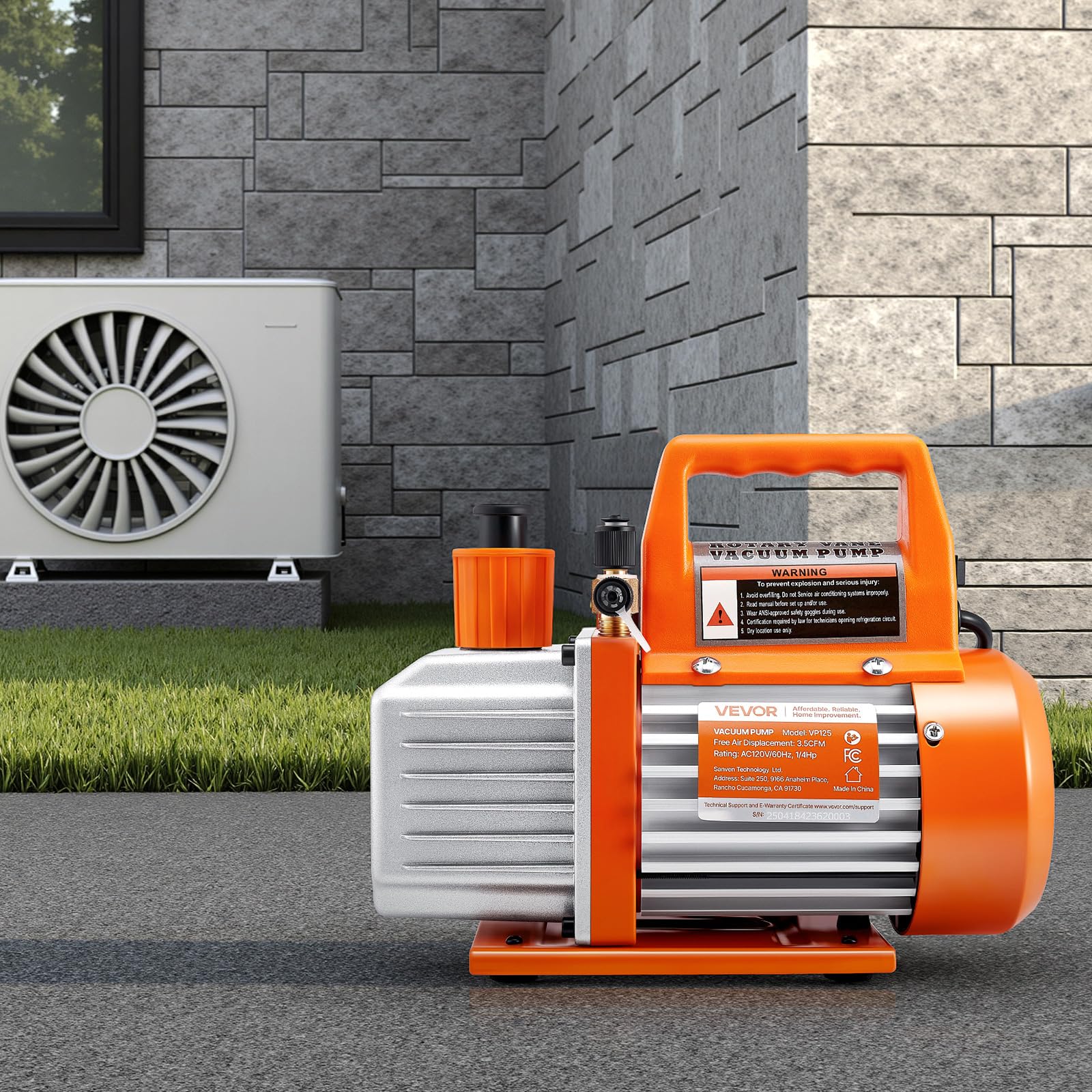 VEVOR Pompa per Vuoto 100 L/min a Palette Rotanti Monostadio HVAC Sistema R134a R22 R410a Serbatoio dell'olio, Motore a 4 Poli 5 Pa Pompa Vuoto per Manutenzione di Impianti Climatizzazione per Auto