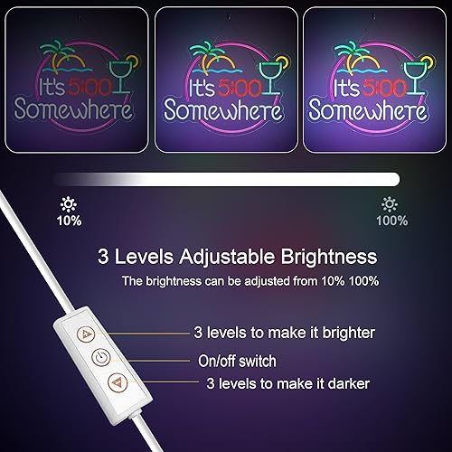 Miniatura 9 de Letrero de neón con texto en inglés "It's 5 00 O'clock Some Donde" para decoración de pared, regulable, LED, bar, cerveza, garaje, luz de neón,