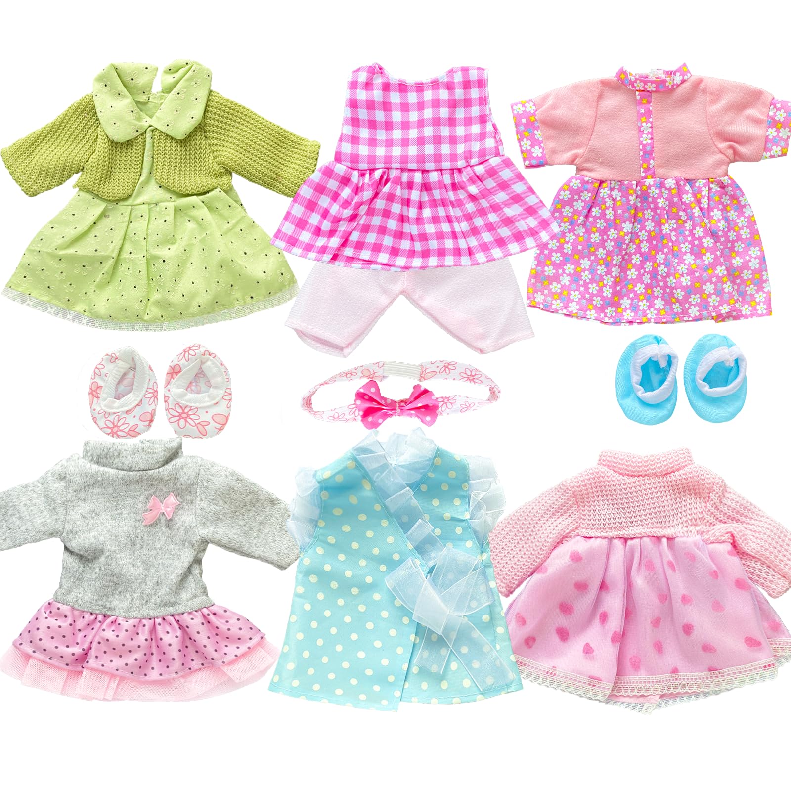 6 Sets Baby Girl Doll Clothes Dress for 10-12 Inch Doll Outfits Accessories for Baby Dolls Girl