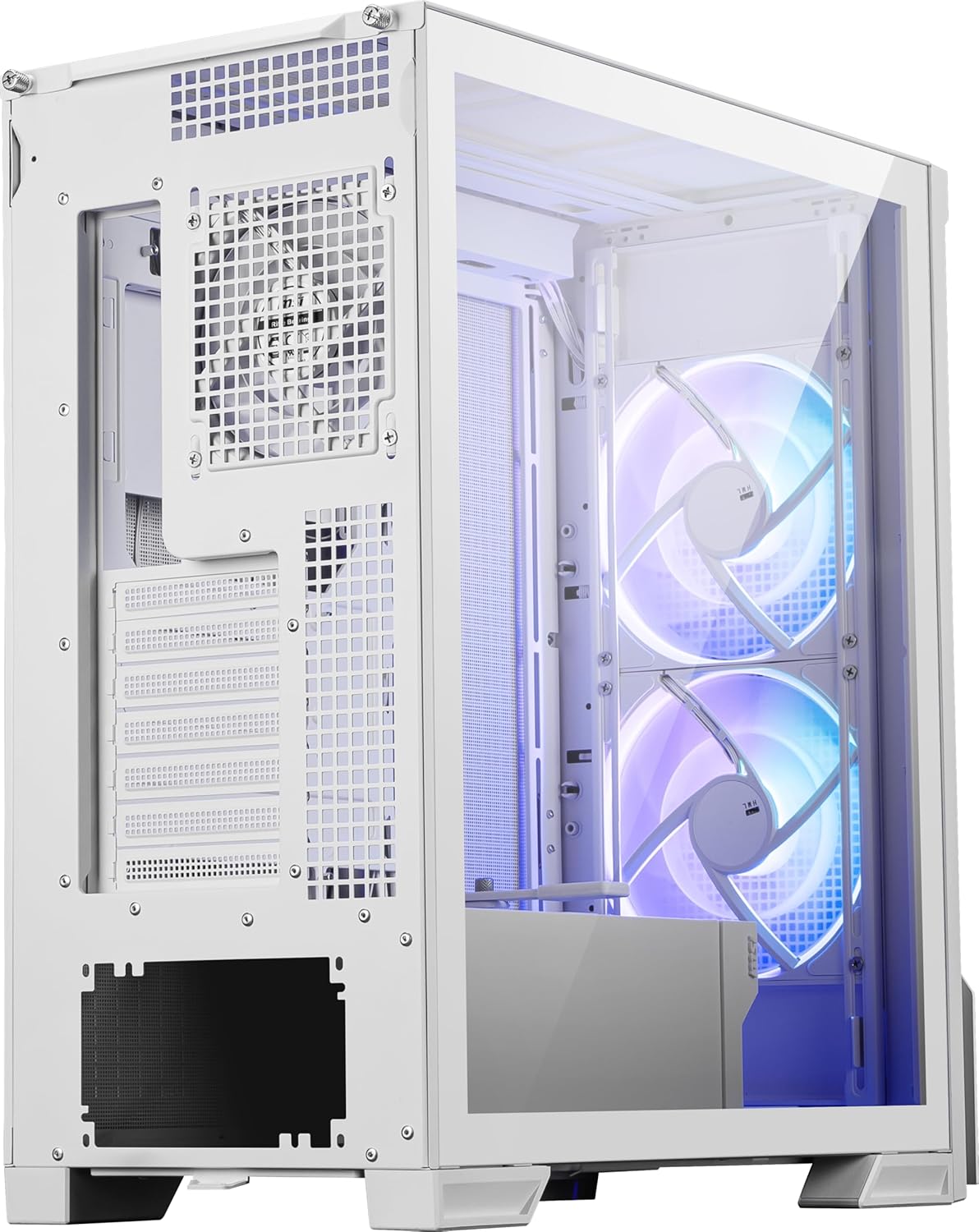 MSI MPG Velox 300R Airflow PZ White - Mid-Tower Gaming PC Case - Tempered Glass Side Panel - 2 x 160 mm Dual Layer Blades Fans - Liquid Cooling Support up to 360mm Radiator - Mesh Panel for Airflow