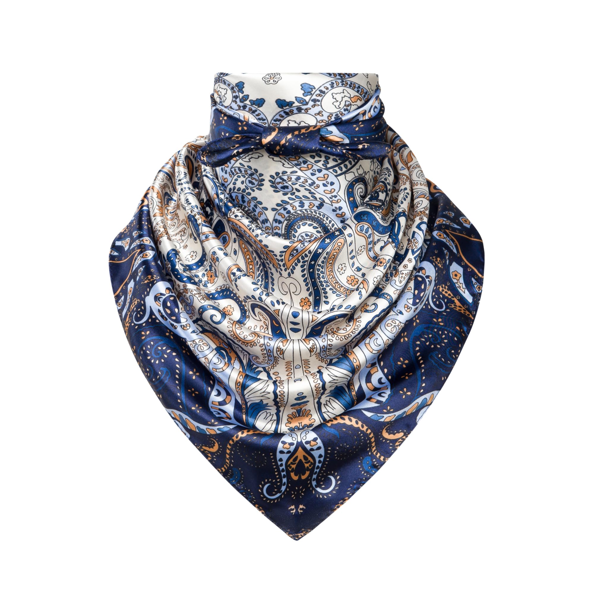 35" Men's Silk Cowboy Scarf - Oversized Western Bandana Neckwear, Large Square Scarf with Gift Packaging