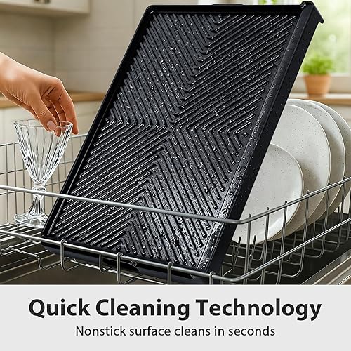 Miniatura 50 de Utheer Plancha reversible de cerámica de aluminio de 16.3 x 13 pulgadas, 50% más ligera, placa de parrilla plana y acanalada antiadherente 2 en 1