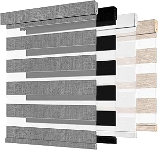 Cordless Zebra Blinds for Windows Gray 21" W x 72" H