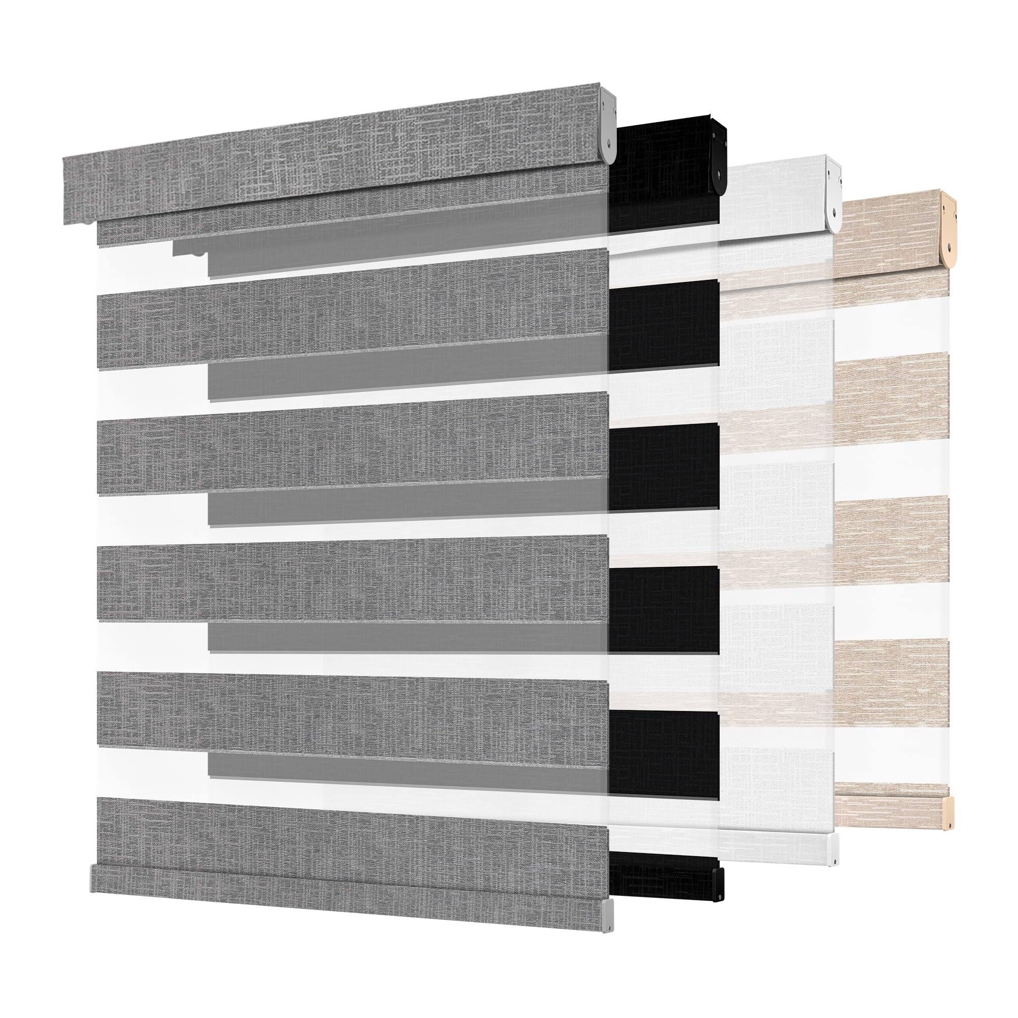 cordless zebra blinds for windows -customizable dual layer light control zebra shades, light filtering & blackout window blinds, easy install zebra blind for home, grey, 21" w x 72" h