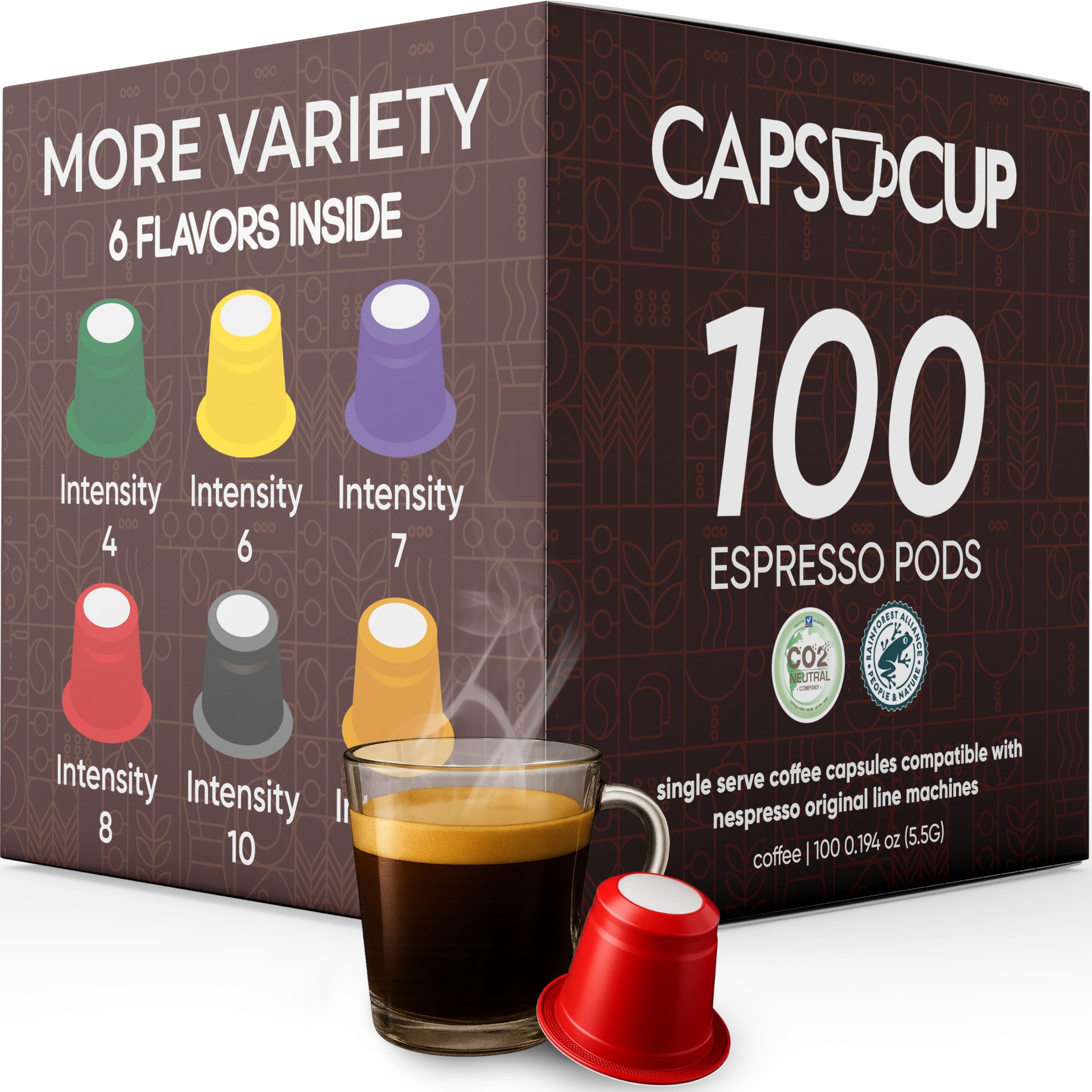FORTISIMO Paquete variado de cápsulas de espresso – 100 cápsulas de espresso – Compatible con máquinas Nespresso Original Line – Sabor auténtico y refinado recién empaquetado en Italia