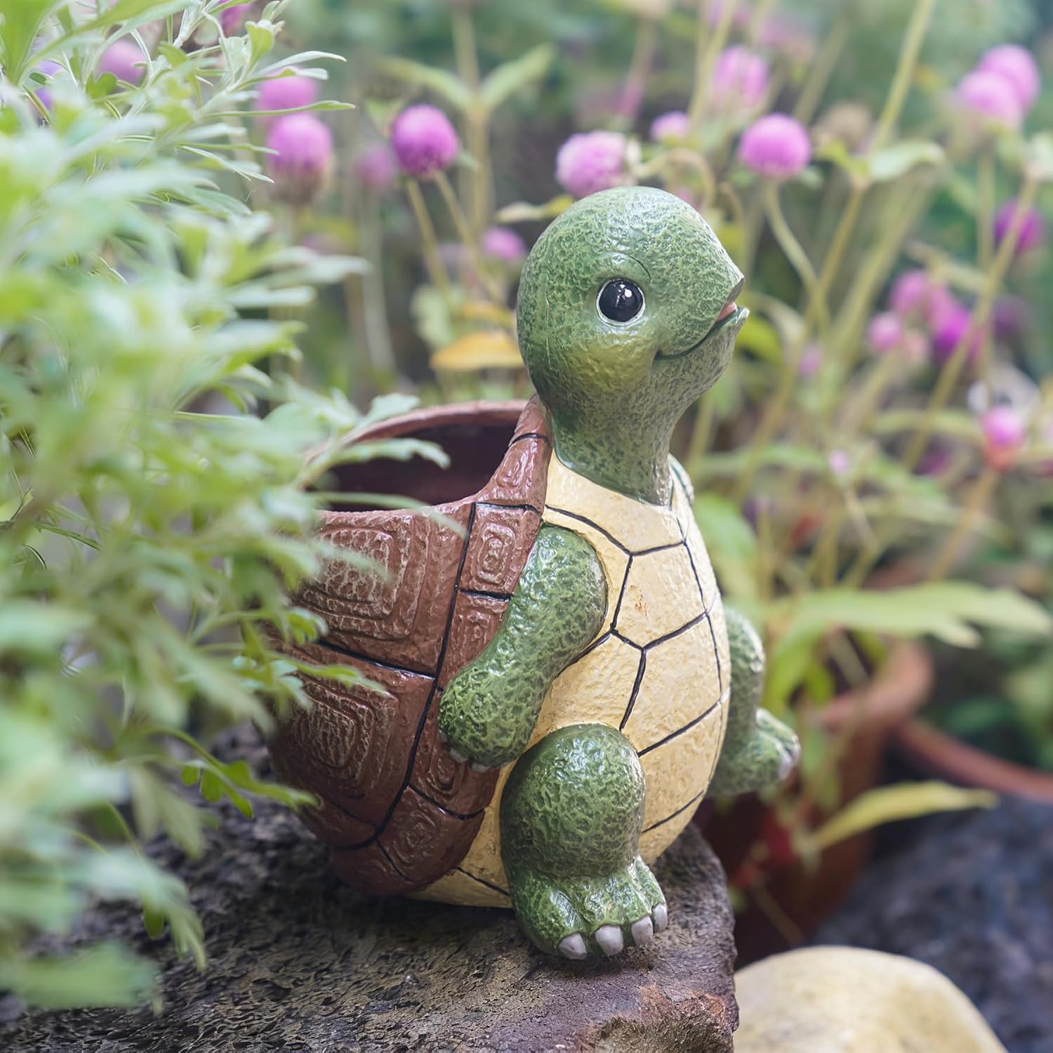 Saysmile Cute Turtle Planters for Indoor Plants, Small Succulent Pots with Drainage Hole, Unique Resin Plant Pots for Indoor Outdoor Use, Decorative Succulent Planters, Gift Ideas for Plant Lovers