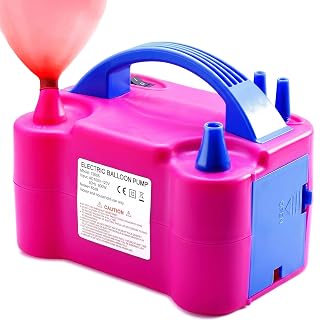 Toyshine Rubber Portable Dual Nozzle Rose Red Electric Balloon Blower Pump Inflator For Decoration, Pack of 1