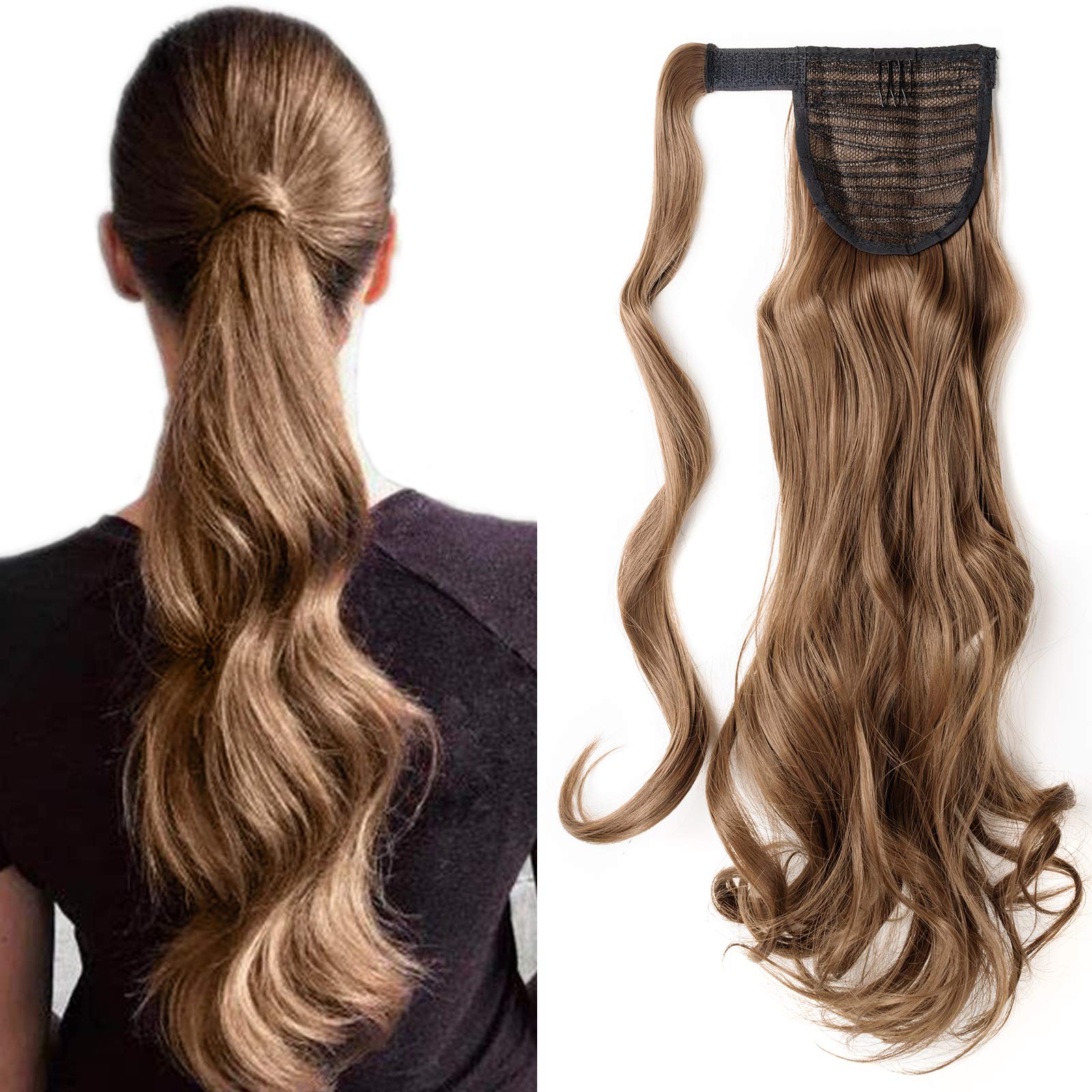 32"(81cm) SEGO Coleta Postiza Larga Pelo Sintético Se Ve Natural [Castaño Oscuro] Extensiones de Cabello Clip Cola Lisa Ponytail Extension (140g) — view 46