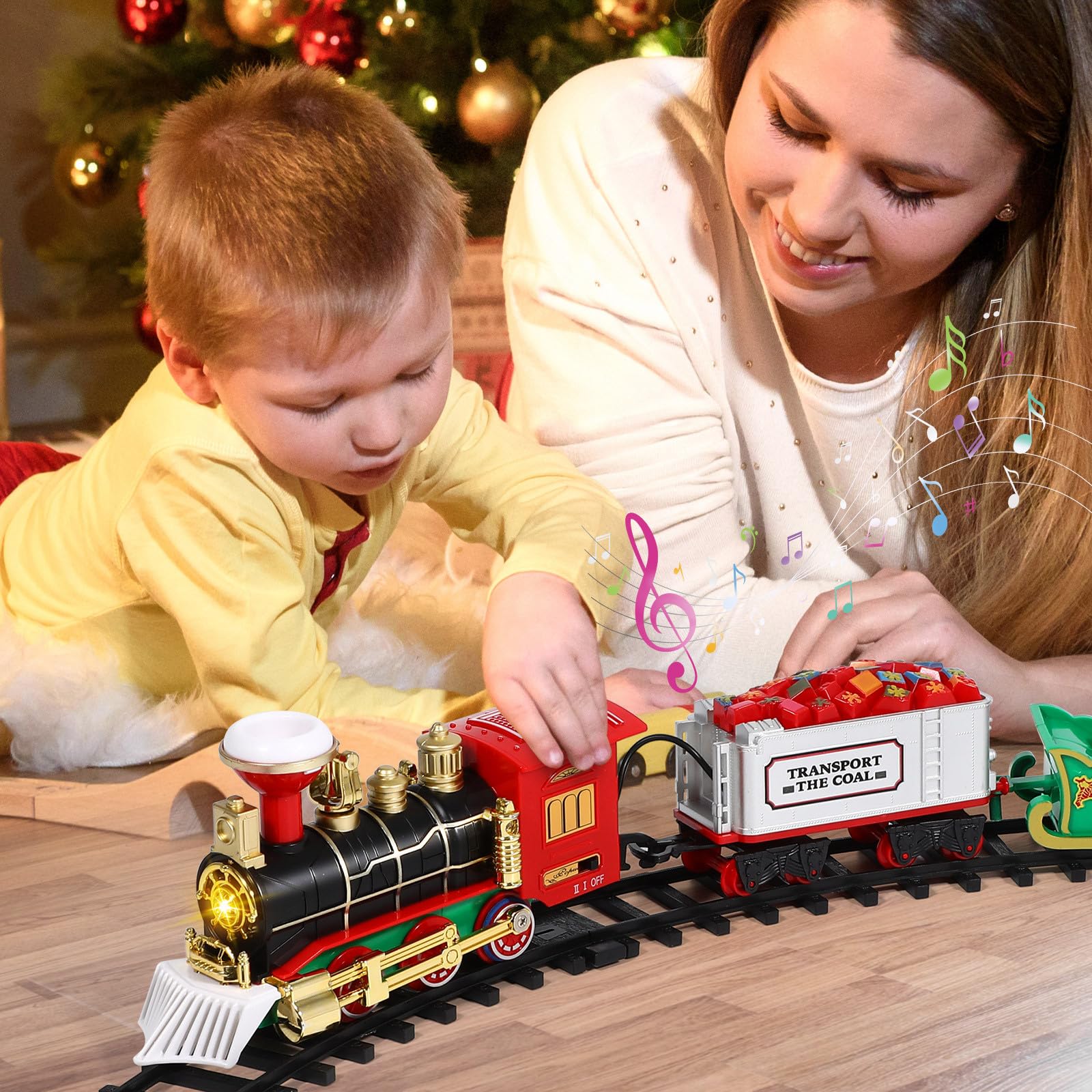 BESPORTBLE Set di Trenino Elettrico di Natale con Suoni, Luci E Binari - Regalo di Natale per Bambini da Mettere Sotto L'albero