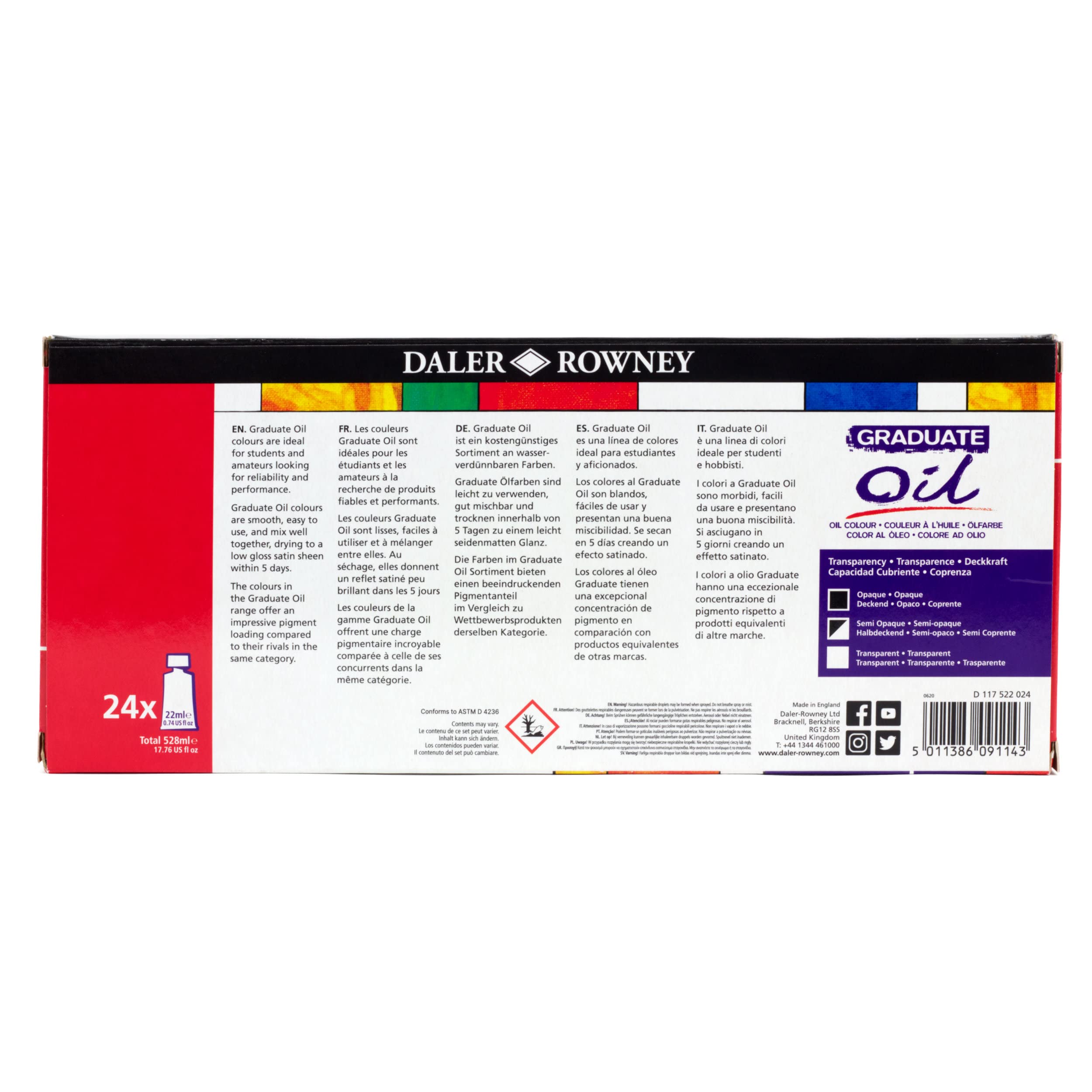 Daler Rowney Graduate - Set peinture à l'huile 24 tubes 22ml