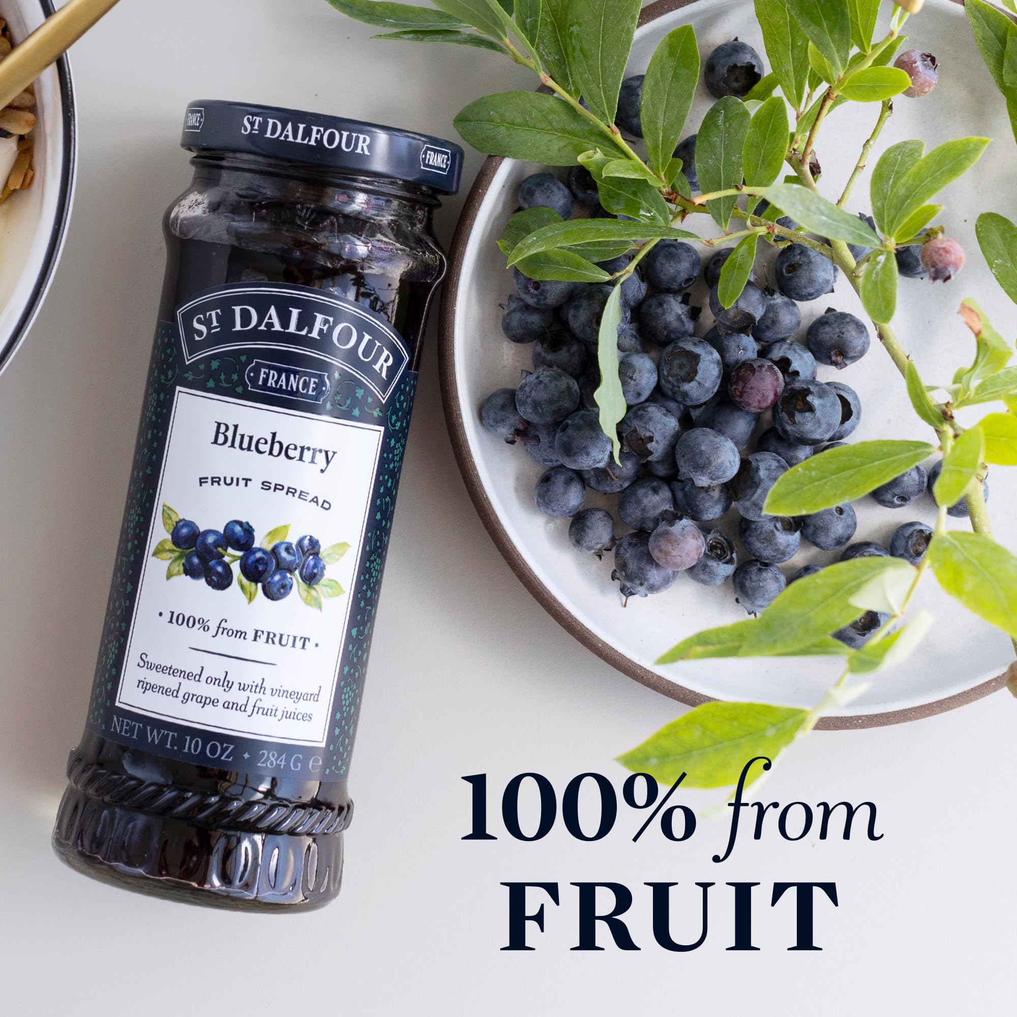 St Dalfour ARÁNDANO | Fruta triturada | Mermelada natural | Caja 6 frascos x 284gr | 100% fruta sin azúcares añadidos