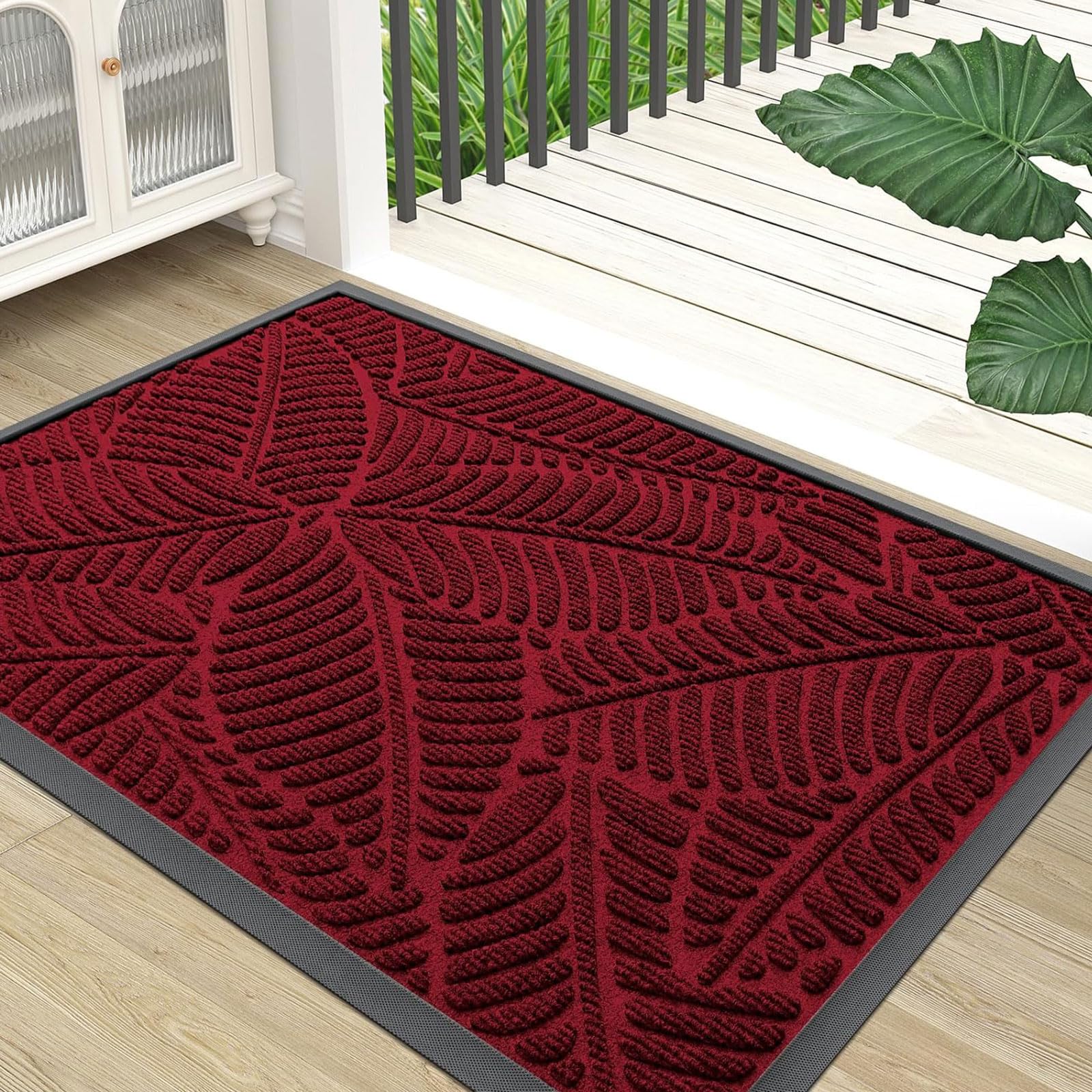 Grandaily Front Door Mat Indoor Outdoor Waterproof Doormat, Non Slip Natural Rubber Welcome Mat, Heavy Duty Durable Super Absorbent Entryway Rugs, 30"x17", Brown — view 14