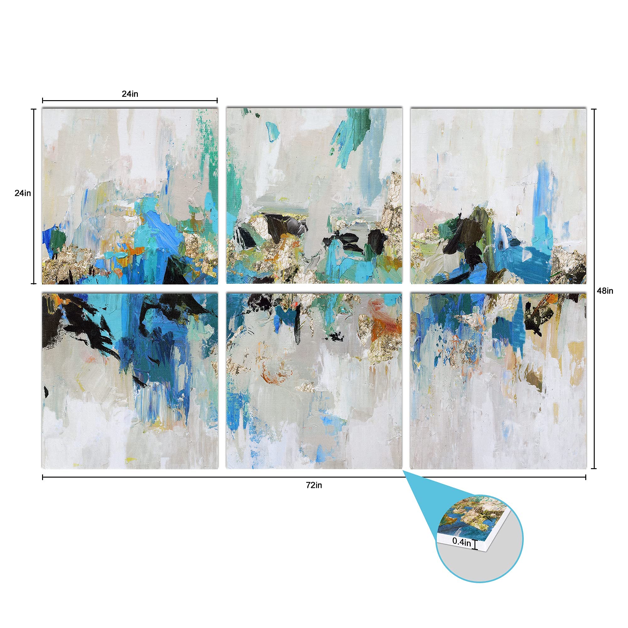 Olanglab Art Acoustic Panels, 72"x48"Soundproof Wall Panels, 6 Pack