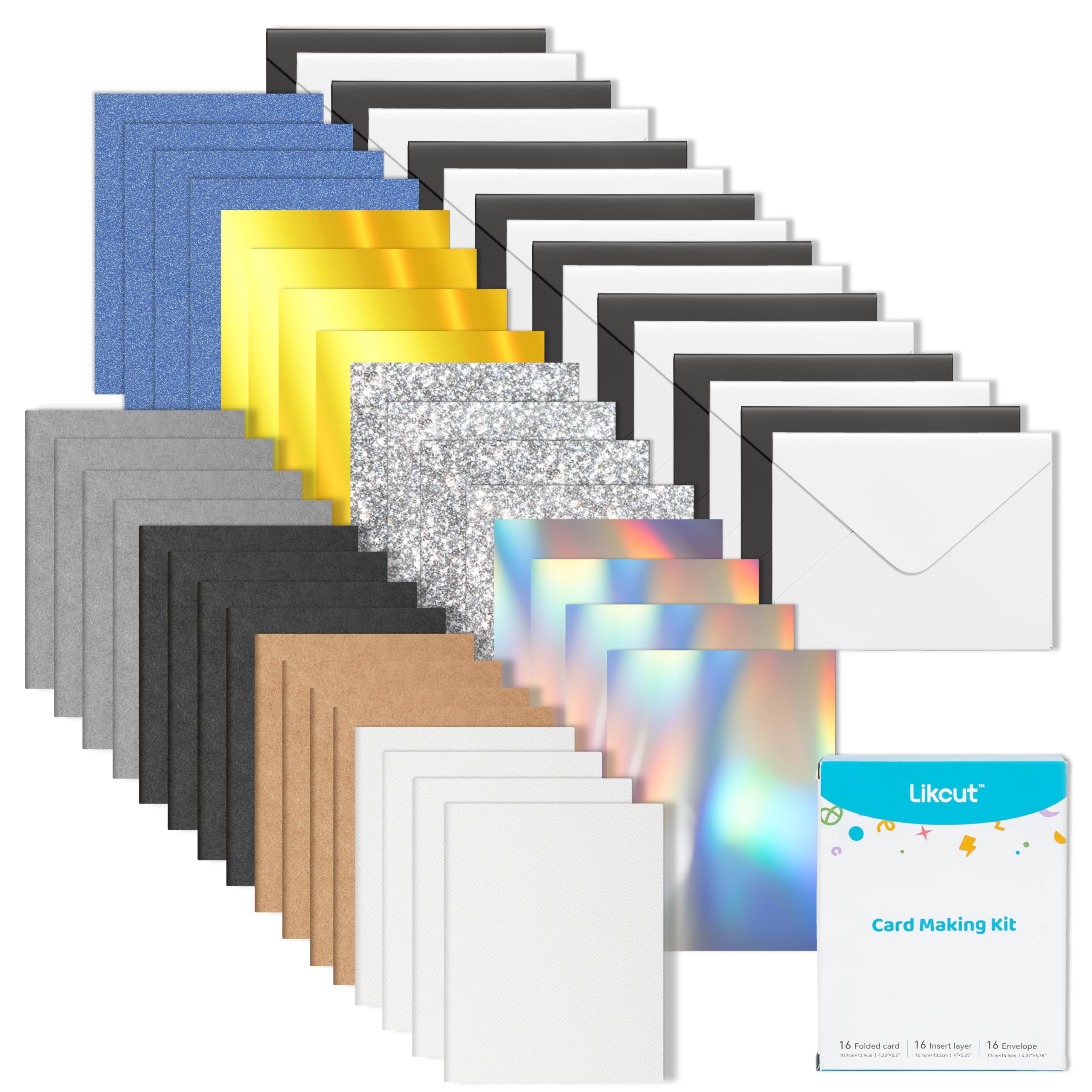 LIKCUT Insert Card Set,16 PCS with envelopes Insert Cards and Folding Cards