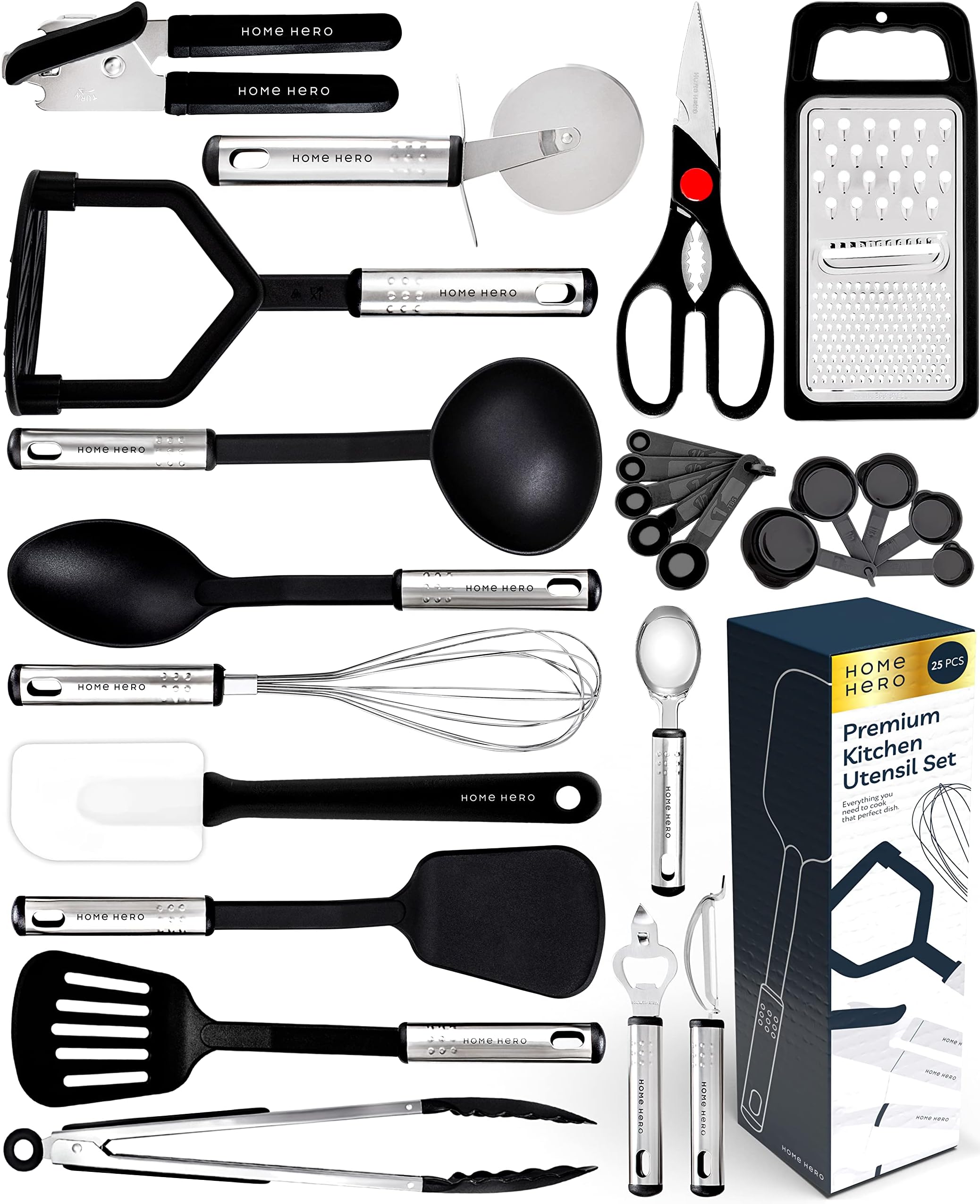 Berglander Stainless Steel Kitchen Utensil 12 Piece with 1 Stand, Cooking Spoon, Kitchen Tools