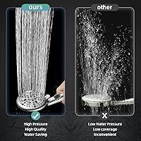 Vista 5 de Cobbe Cabezal de ducha de alta presión con botón de pausa integrado, cabezal de ducha desmontable de 9 funciones con soporte giratorio de latón