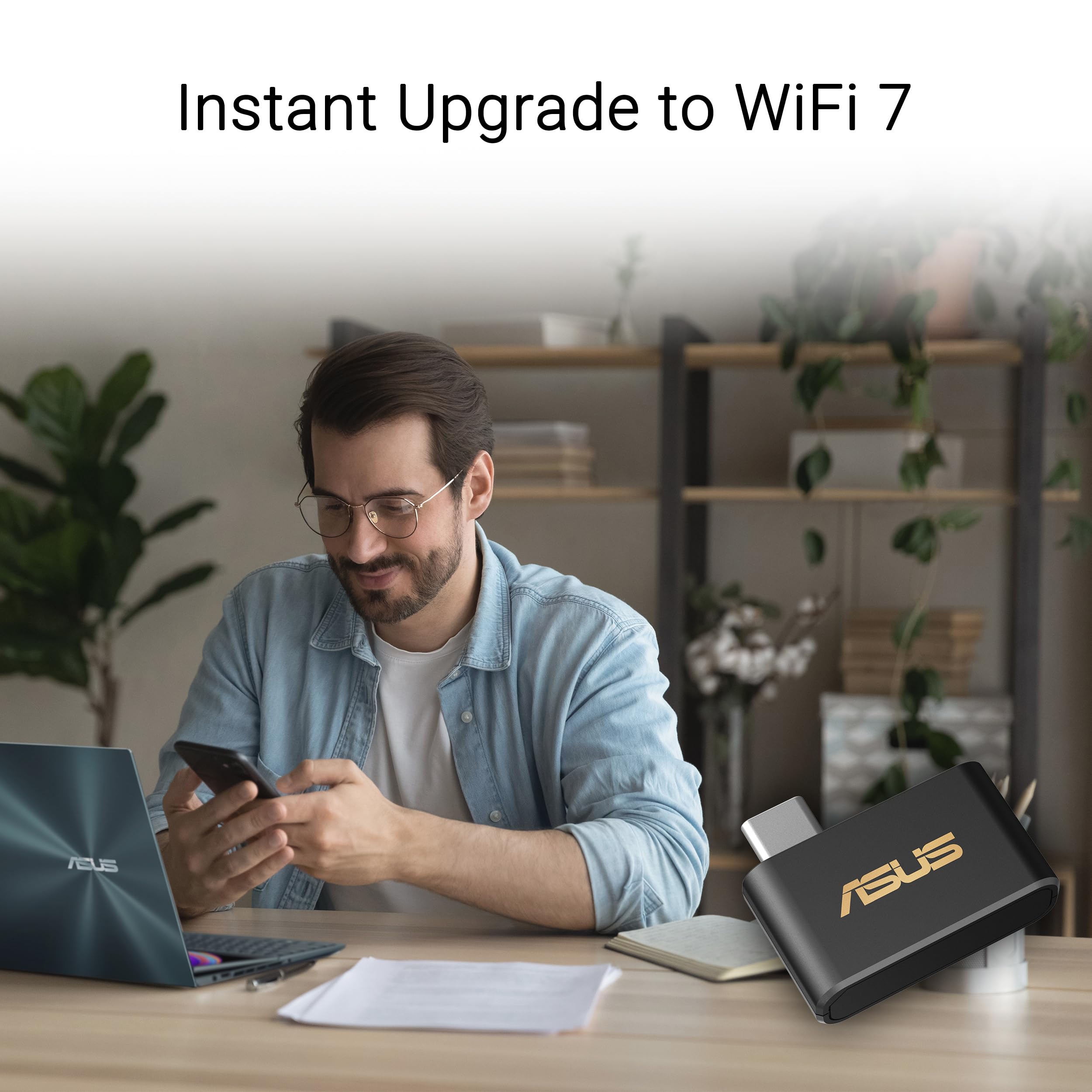 ASUS Tri-Band BE6500 Mini Adaptateur USB WiFi 7 (Bande 6 GHz, Prend en Charge 4096-QAM, Plug and Play, USB 3.0, Compatible avec Windows 10 & 11)
