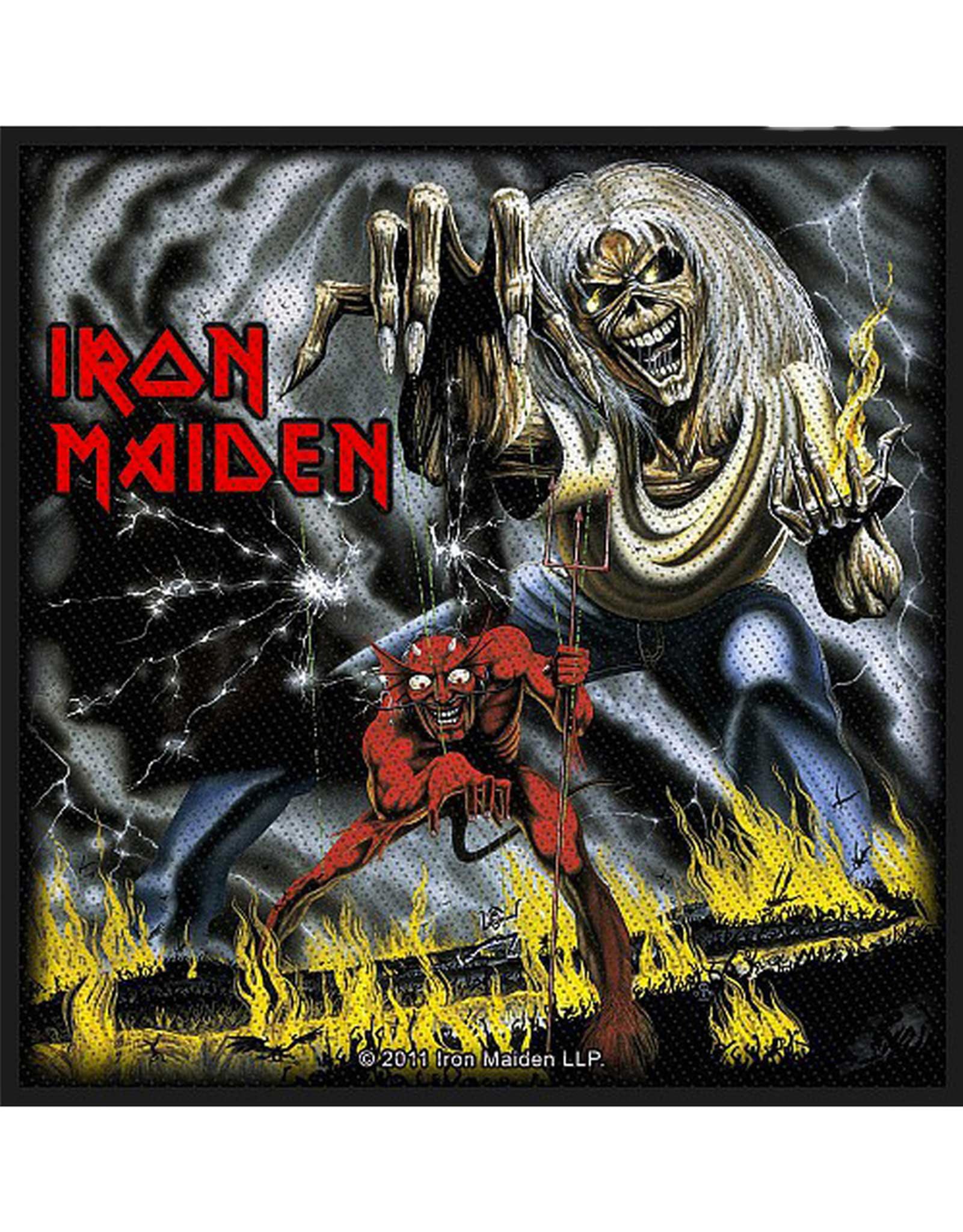 Iron Maiden Black Patch Number Of The Beast Official New Woven (10Cm X 10Cm) 10Cm