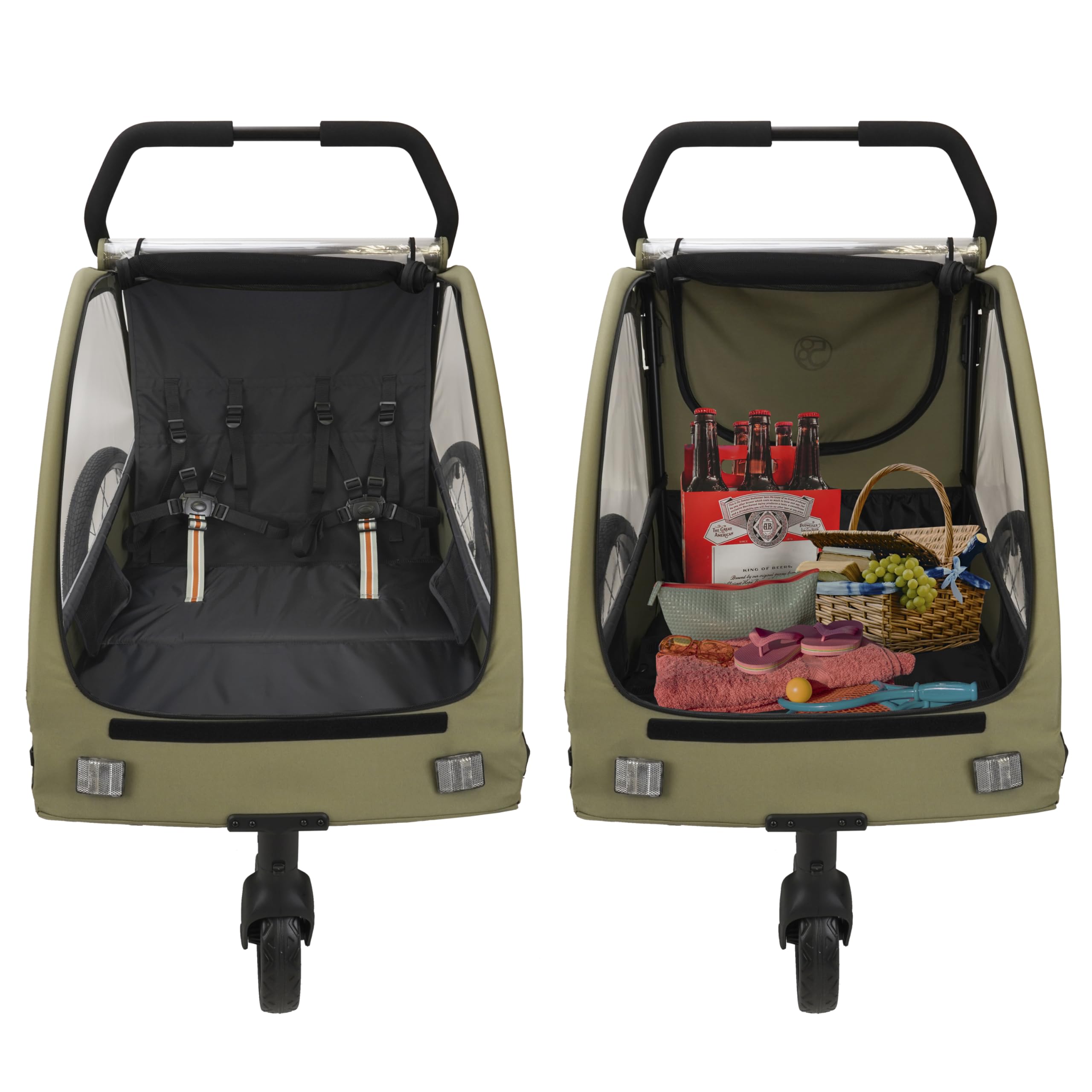 509 Trailer II, Multi Use Bicycle Trailer for Kids from 6m Up, for Pet, for Cargo, Convertible to 3-Wheel Push Wagon, Max Load 50kg, Include Raincover