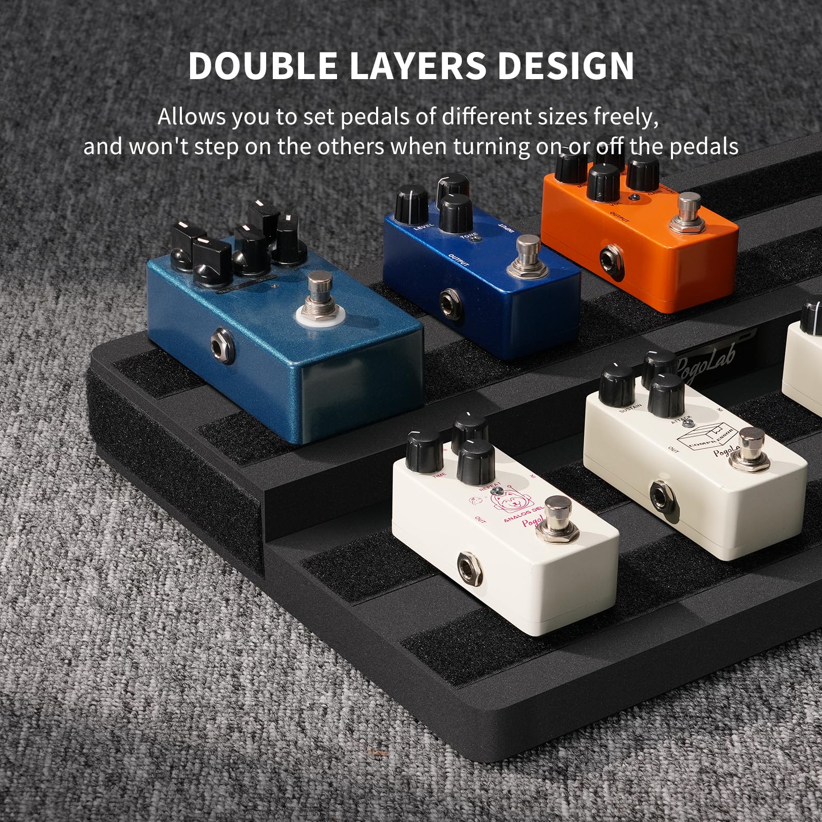 POGOLAB Guitar Pedal Board, Effects Pedal Board, 17.4x11x1.8'' EVA Guitar Pedalboard Double Layers with Carrying Bag : Musical Instruments