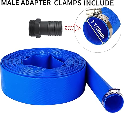 Vista 25 de Manguera de descarga plana de PVC de 2 pulgadas x 100 pies con accesorios de aluminio Camlock C y E, accesorio de bloqueo de leva tipo F incluido