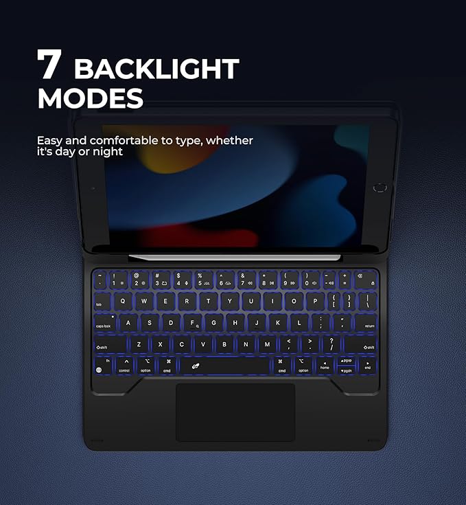 Dexnor for iPad 9th Generation Case with Keyboard Floating Cantilever Magnetic Stand Multi-Touch Trackpad Backlit Pencil Holder Magic Style Keyboard Case for iPad 9th/8th/7th Gen 10.2 inch, Black